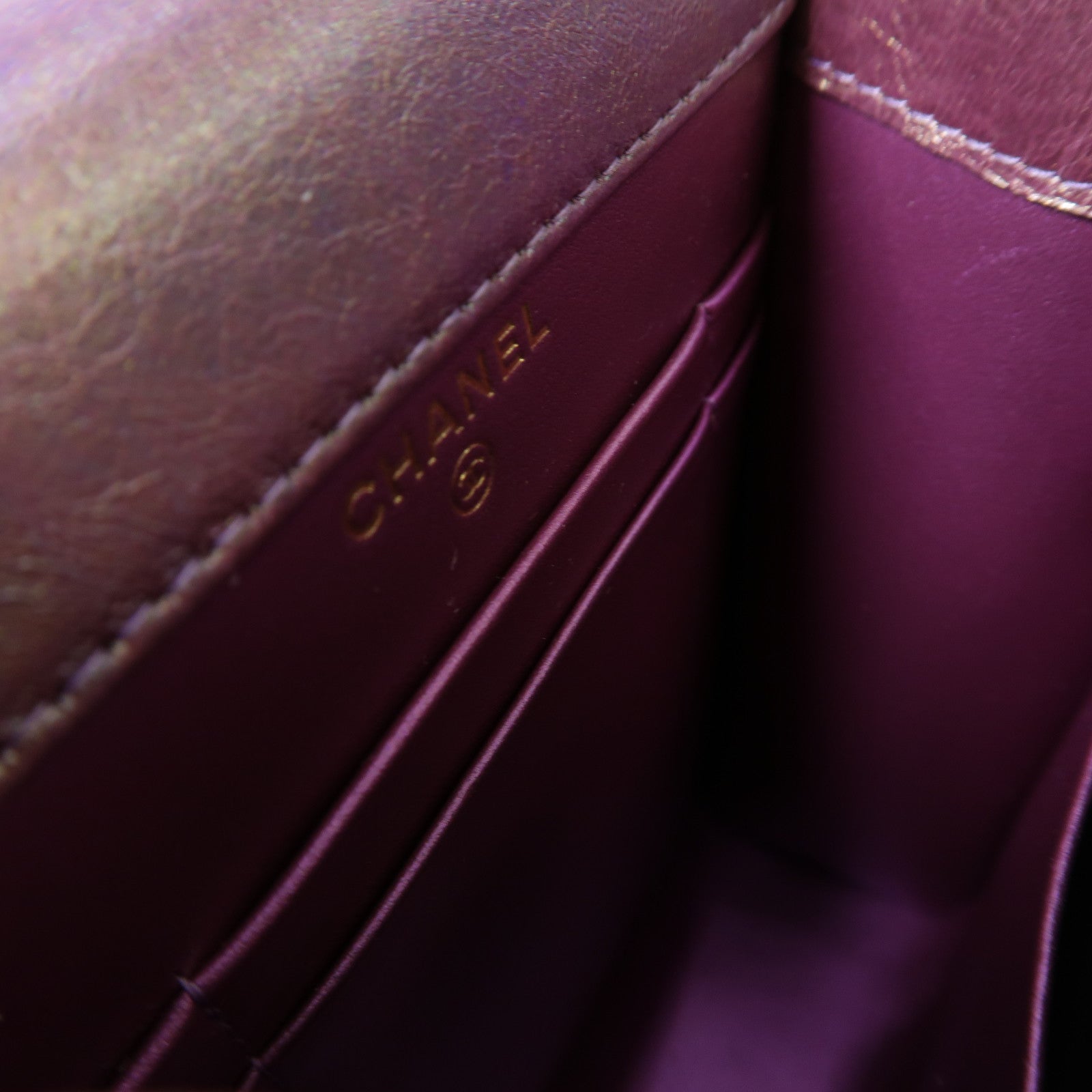CHANEL 菱格羊皮皮革Chain Shoulder金扣鏈帶肩背袋紫色