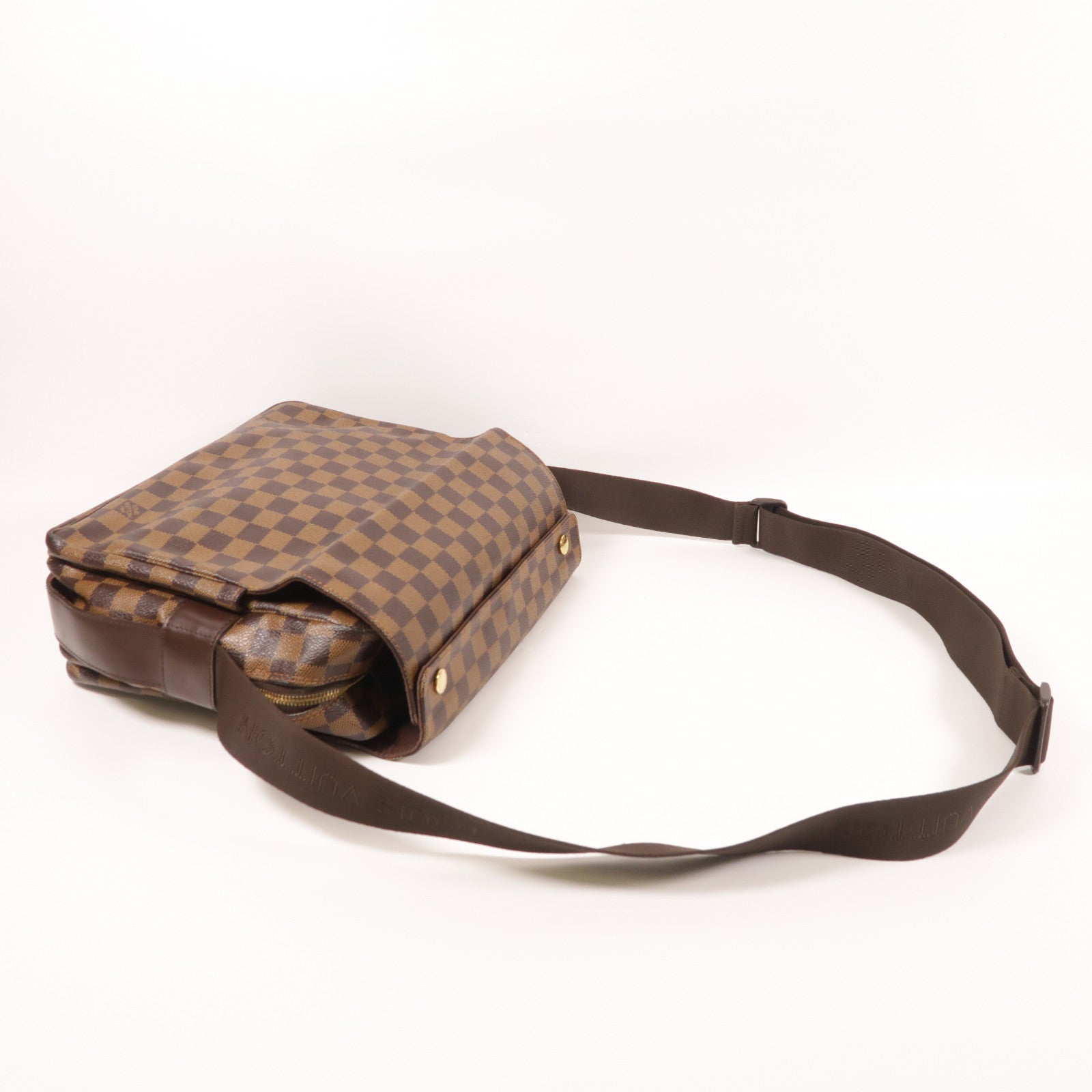 LOUIS VUITTON Damier Naviglio金扣肩背袋棕色