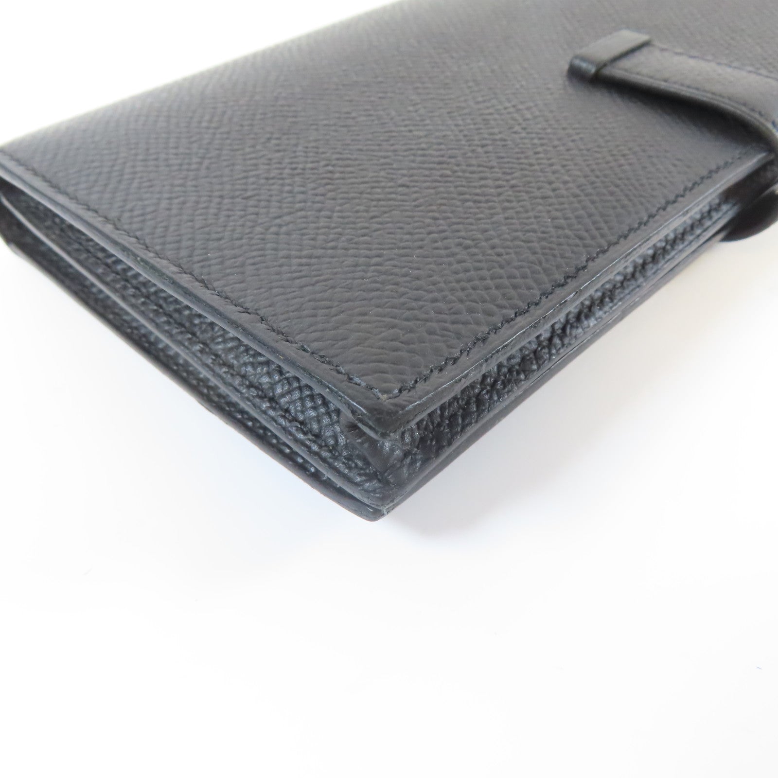 HERMES 【激減優惠】Epsom皮革Bearn Long Wallet銀扣長錢包黑色