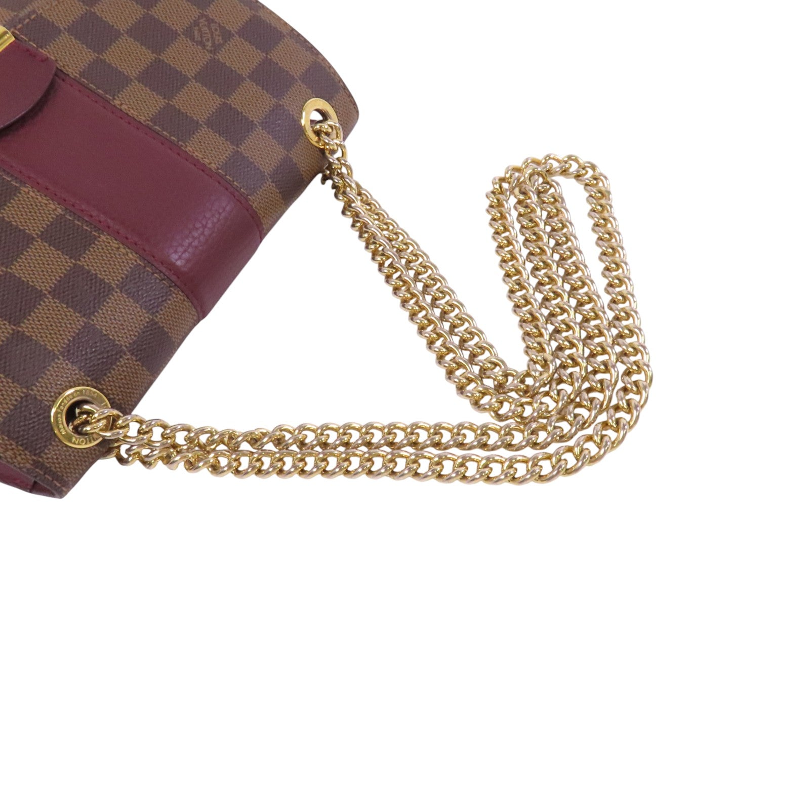 LOUIS VUITTON 【激減優惠】Damier Ebene Wight金扣鏈帶肩背袋