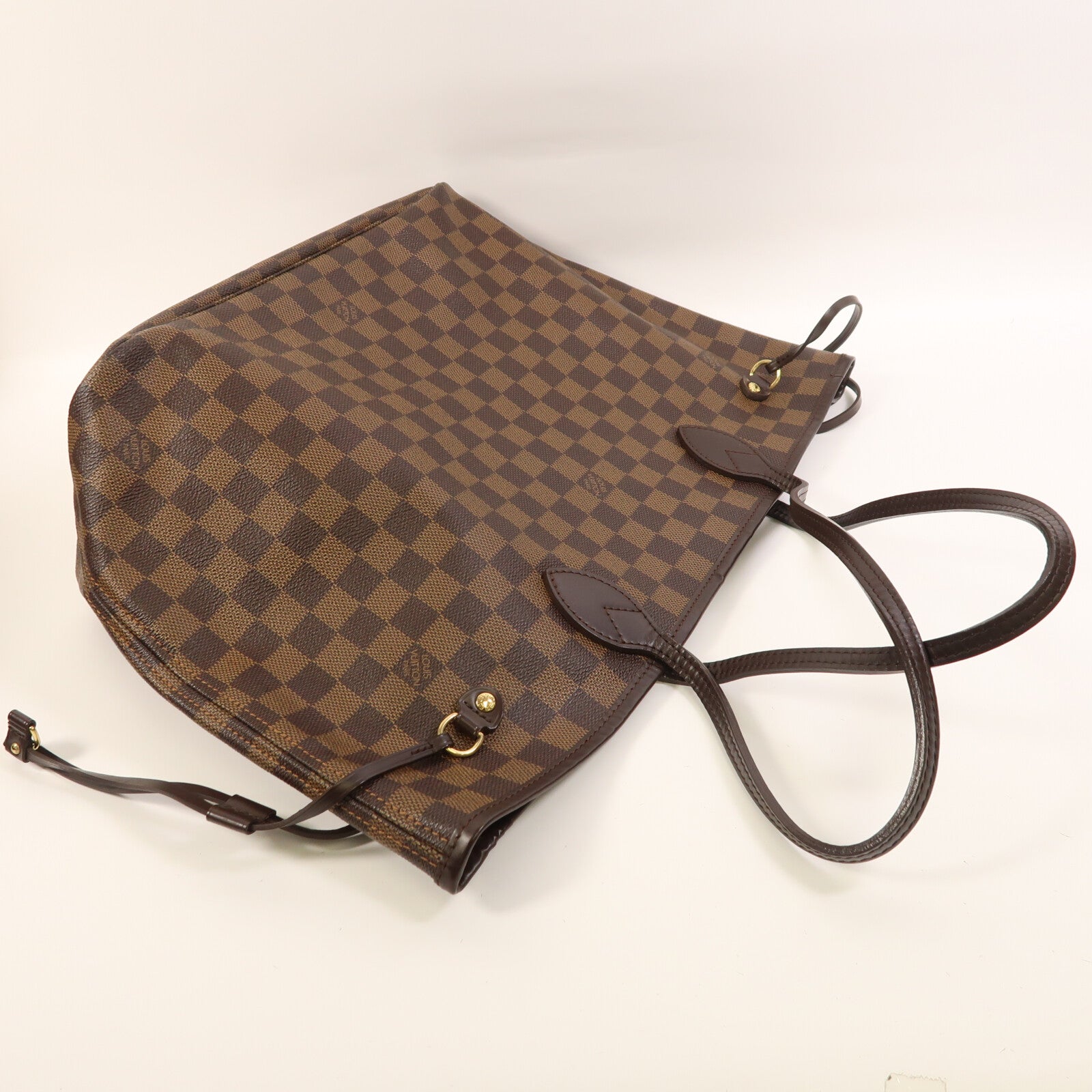 LOUIS VUITTON Damier Neverfull MM金扣肩背袋/手挽袋