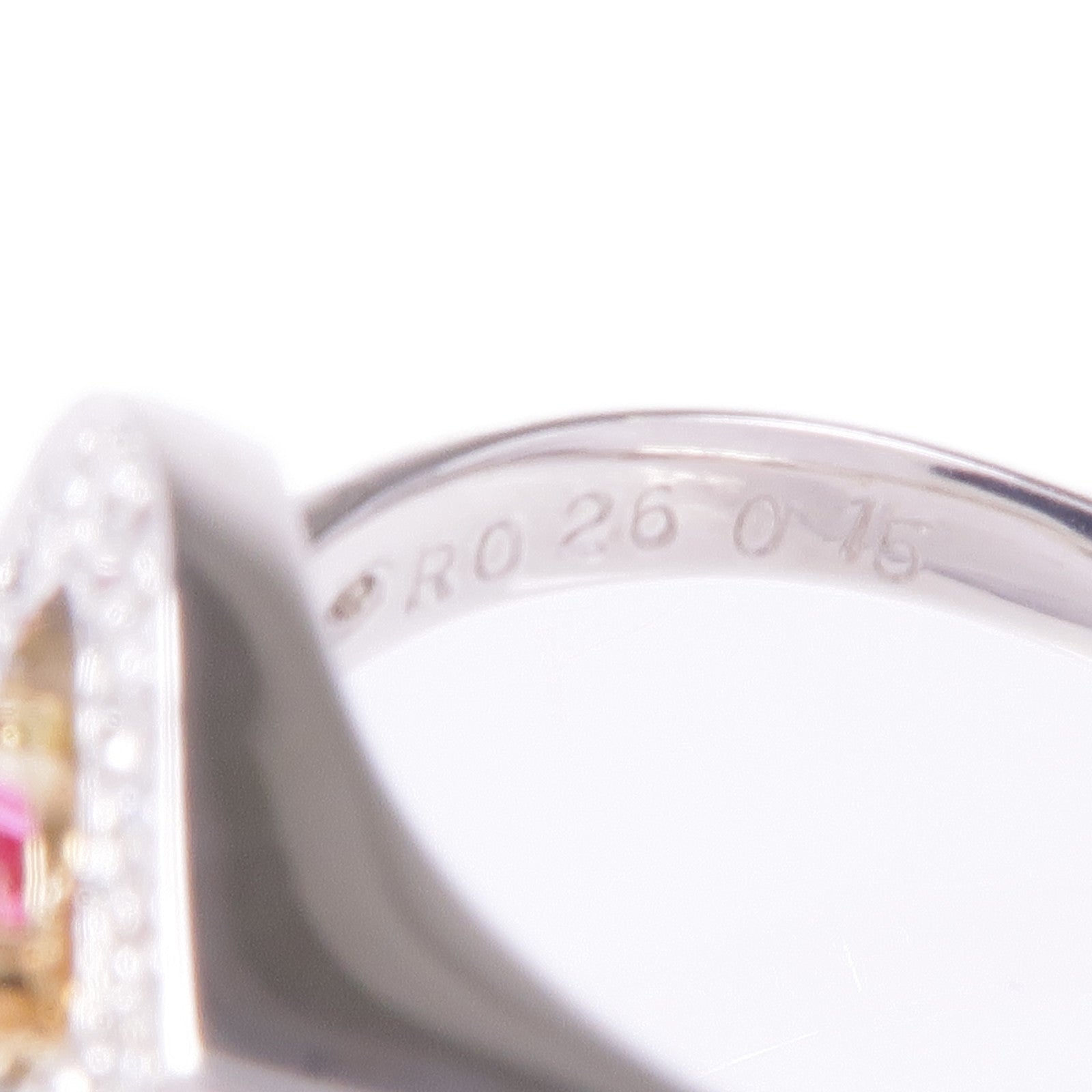 JEWELRY 【激減優惠】PT900鉑金/18K黃金Ruby Diamond Ring紅寶石/鑽石戒指US#6.75