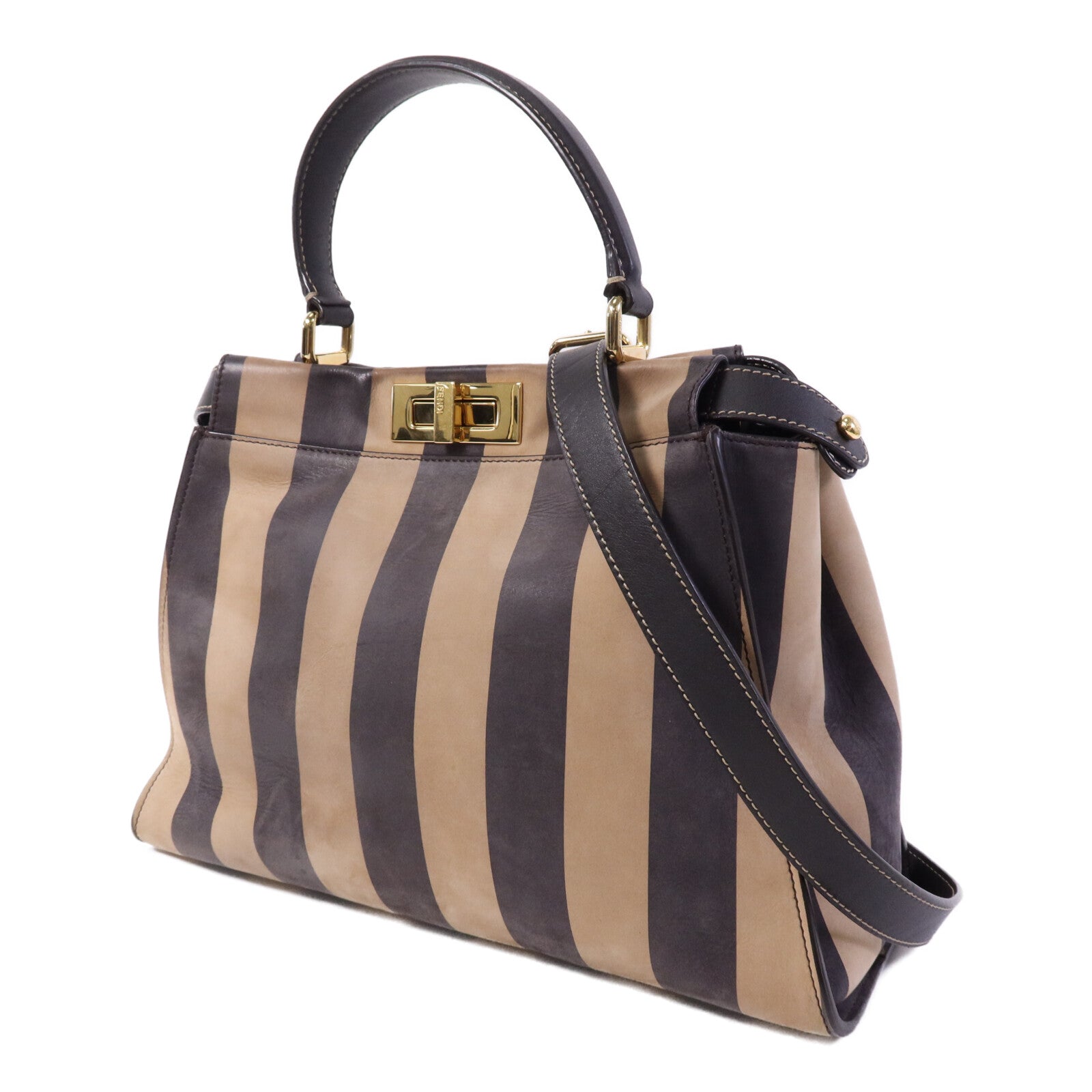 FENDI 皮革Peekaboo Iconic Medium金扣手挽肩背兩用袋
