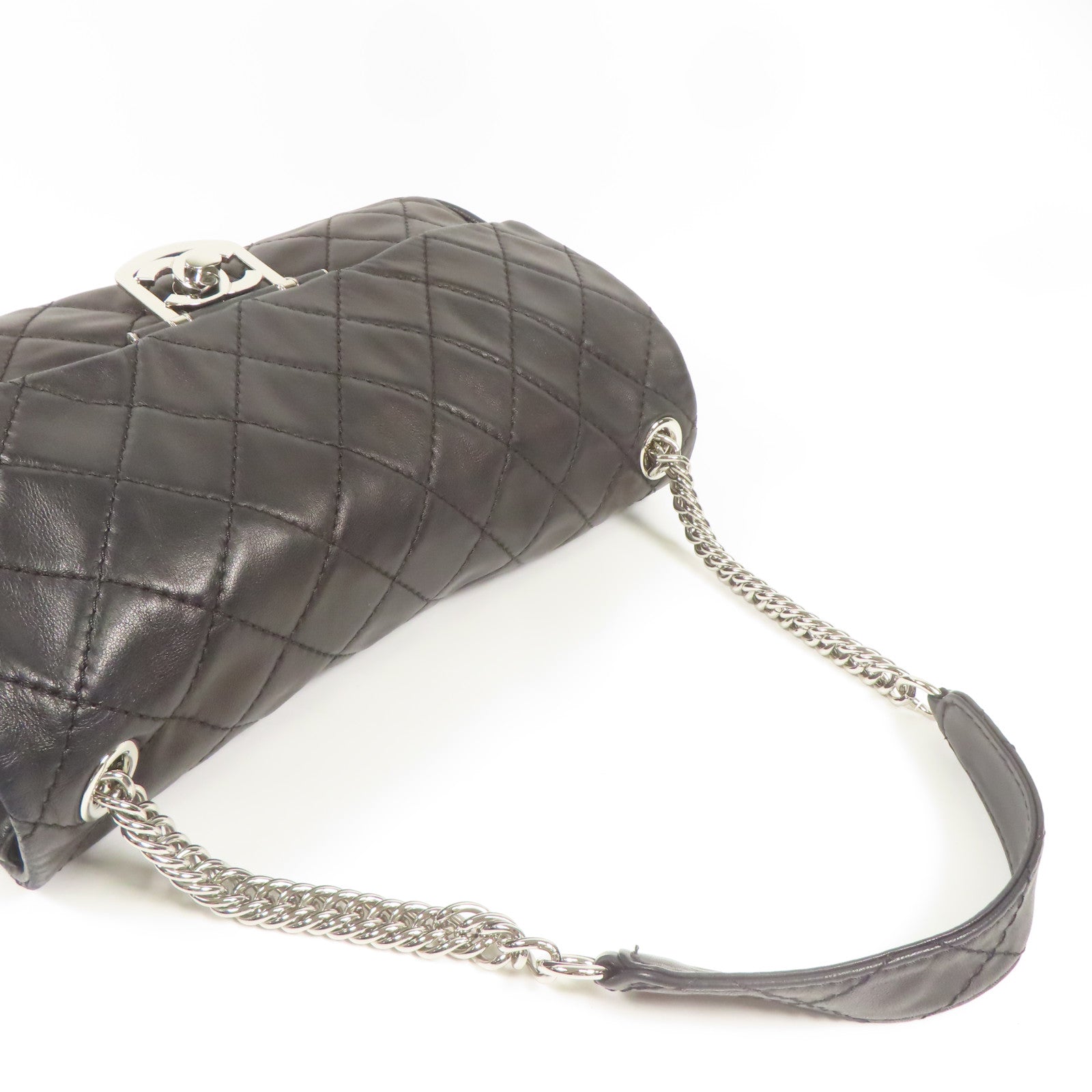 CHANEL 羊皮皮革Shoulder Bag銀扣鏈帶肩背袋