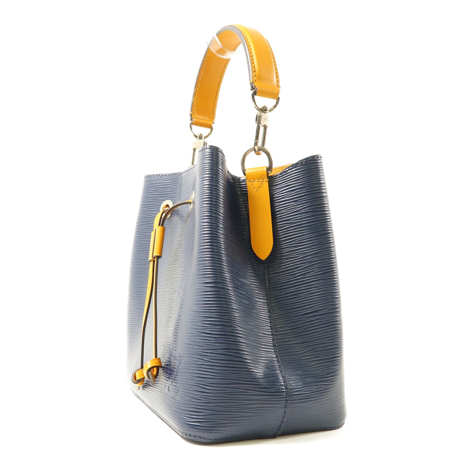 LOUIS VUITTON Epi NeoNoe銀扣手挽肩背兩用袋深藍色/黃色