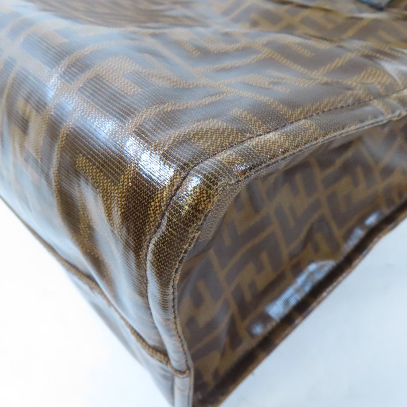 FENDI (PRICE DOWN) GHW 2 Way Shoulder Tote Bag 8BR720 PVC Brown