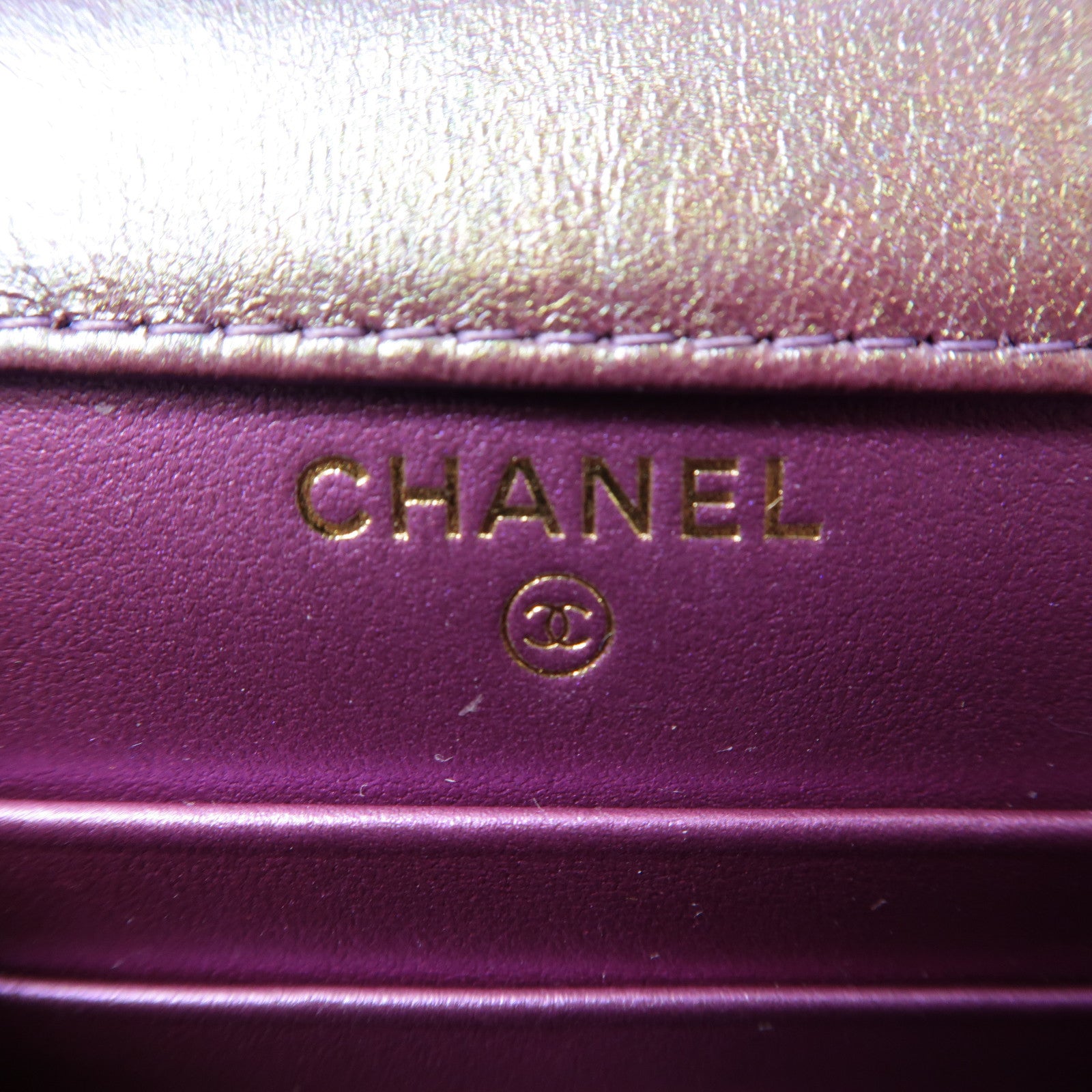 CHANEL 菱格羊皮皮革Chain Shoulder金扣鏈帶肩背袋紫色