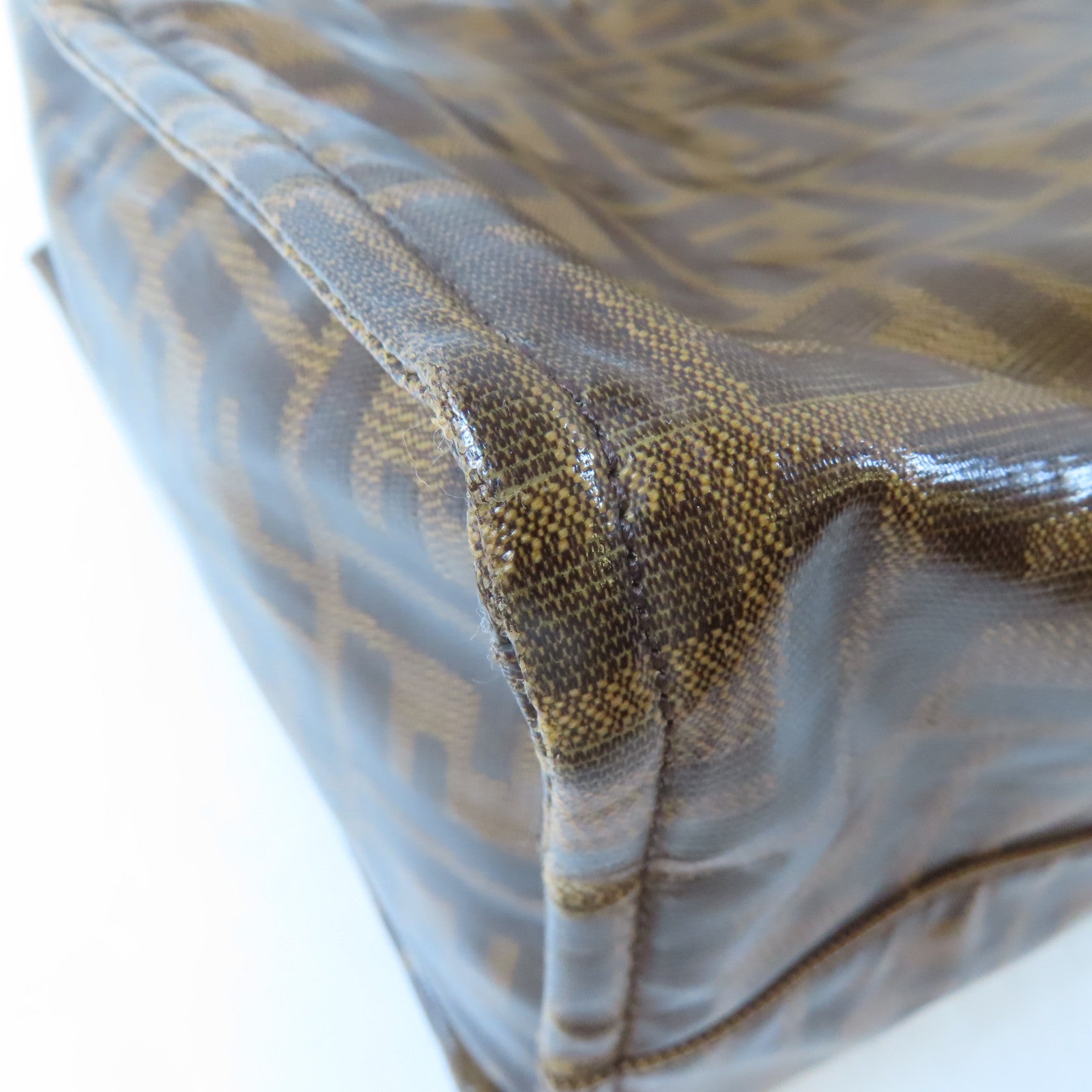 FENDI (PRICE DOWN) GHW 2 Way Shoulder Tote Bag 8BR720 PVC Brown