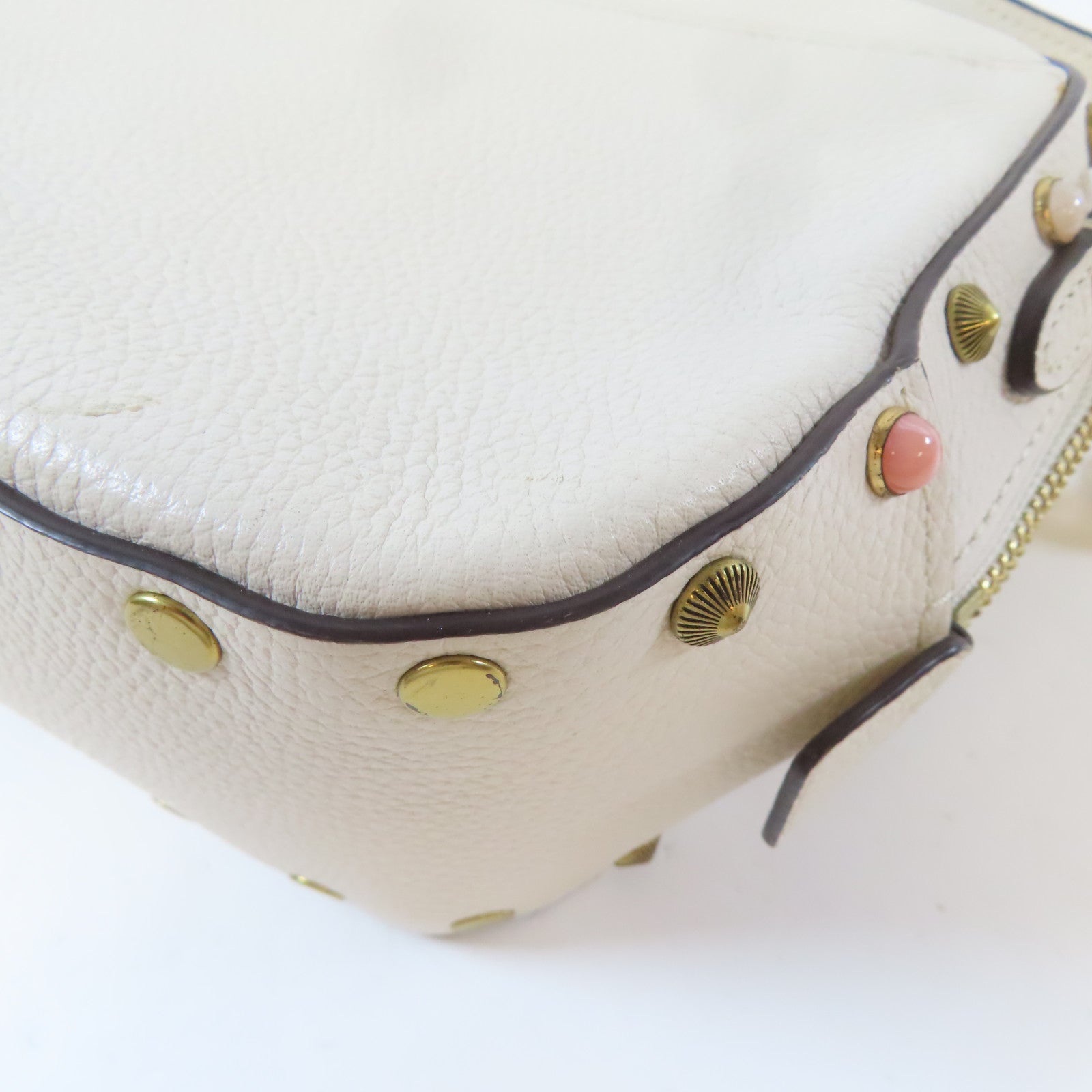 COACH 牛皮皮革Shoulder Bag金扣肩背袋米色