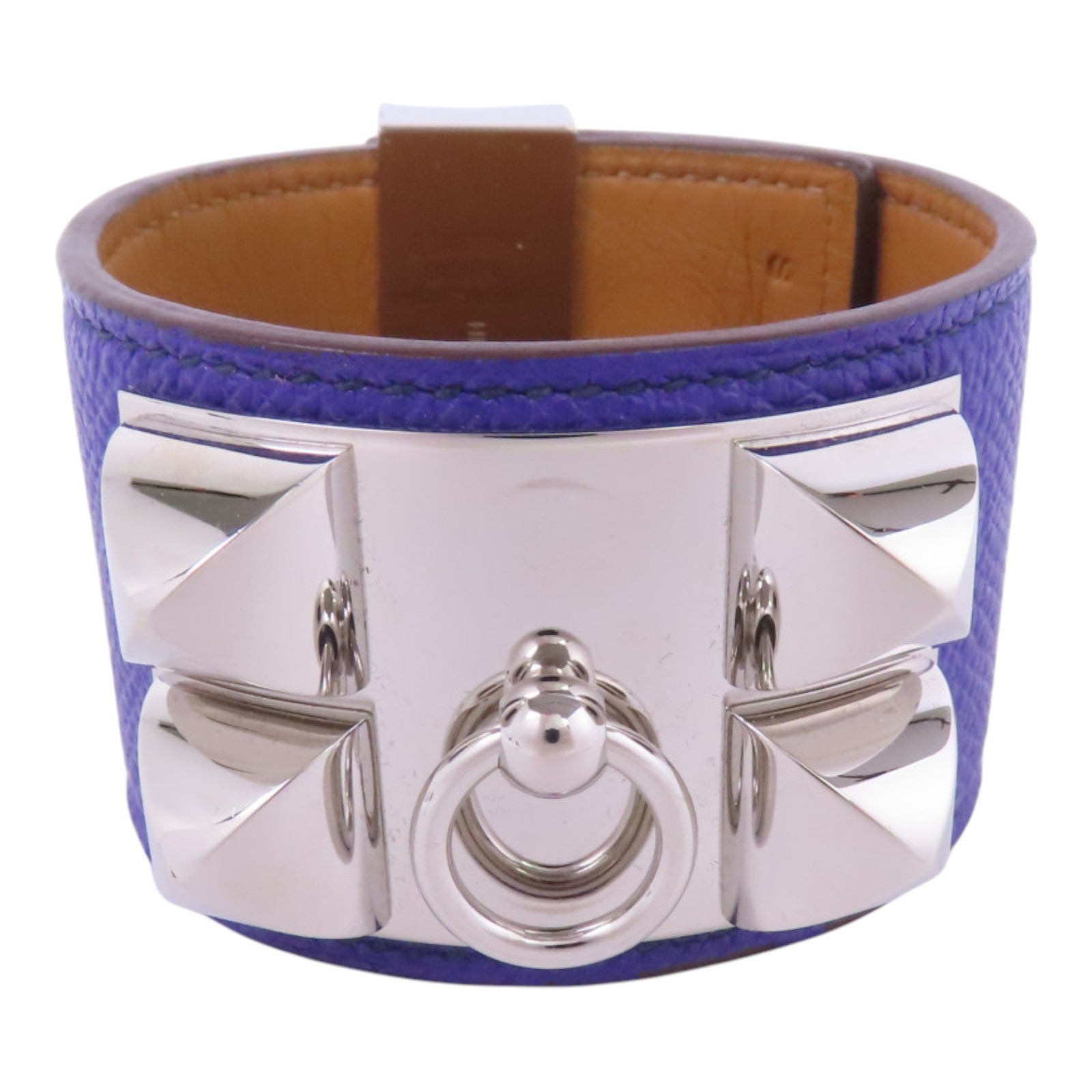 HERMES Clemence皮革Collier de Chien Bracelet銀扣手鐲