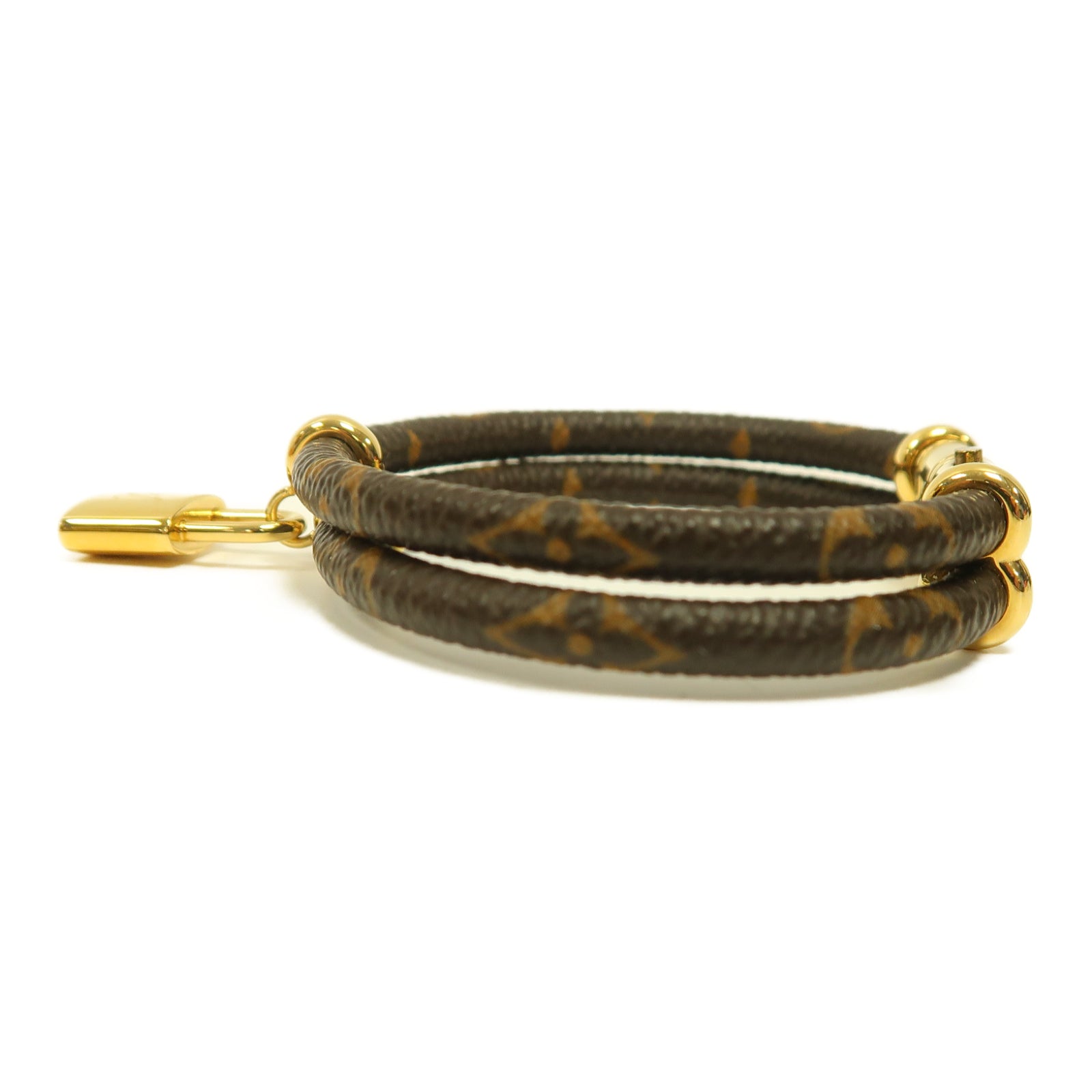 LOUIS VUITTON Monogram/金屬Keep It Time Bangle金扣手鐲啡色