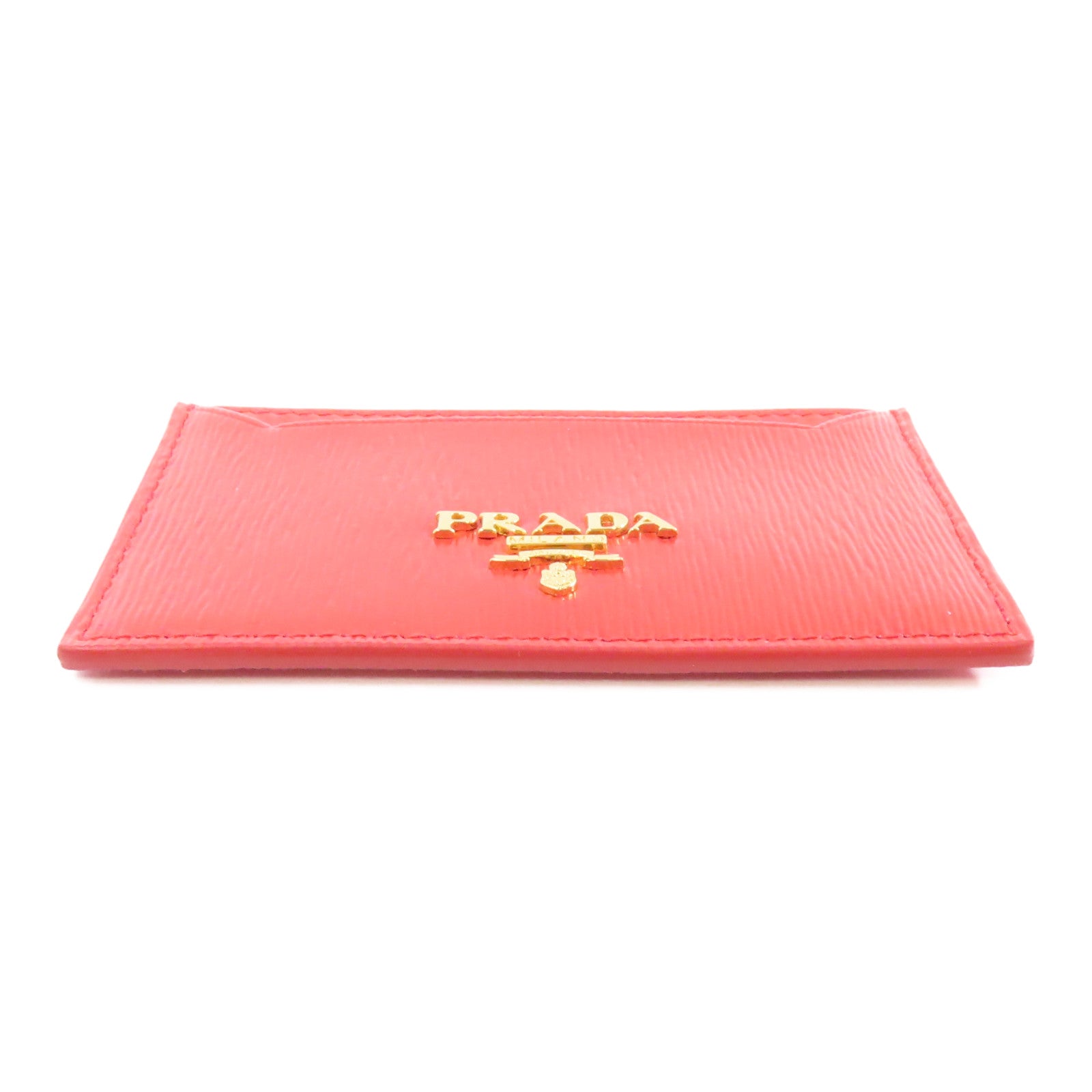 PRADA 牛皮皮革Card Case金扣卡片套紅色