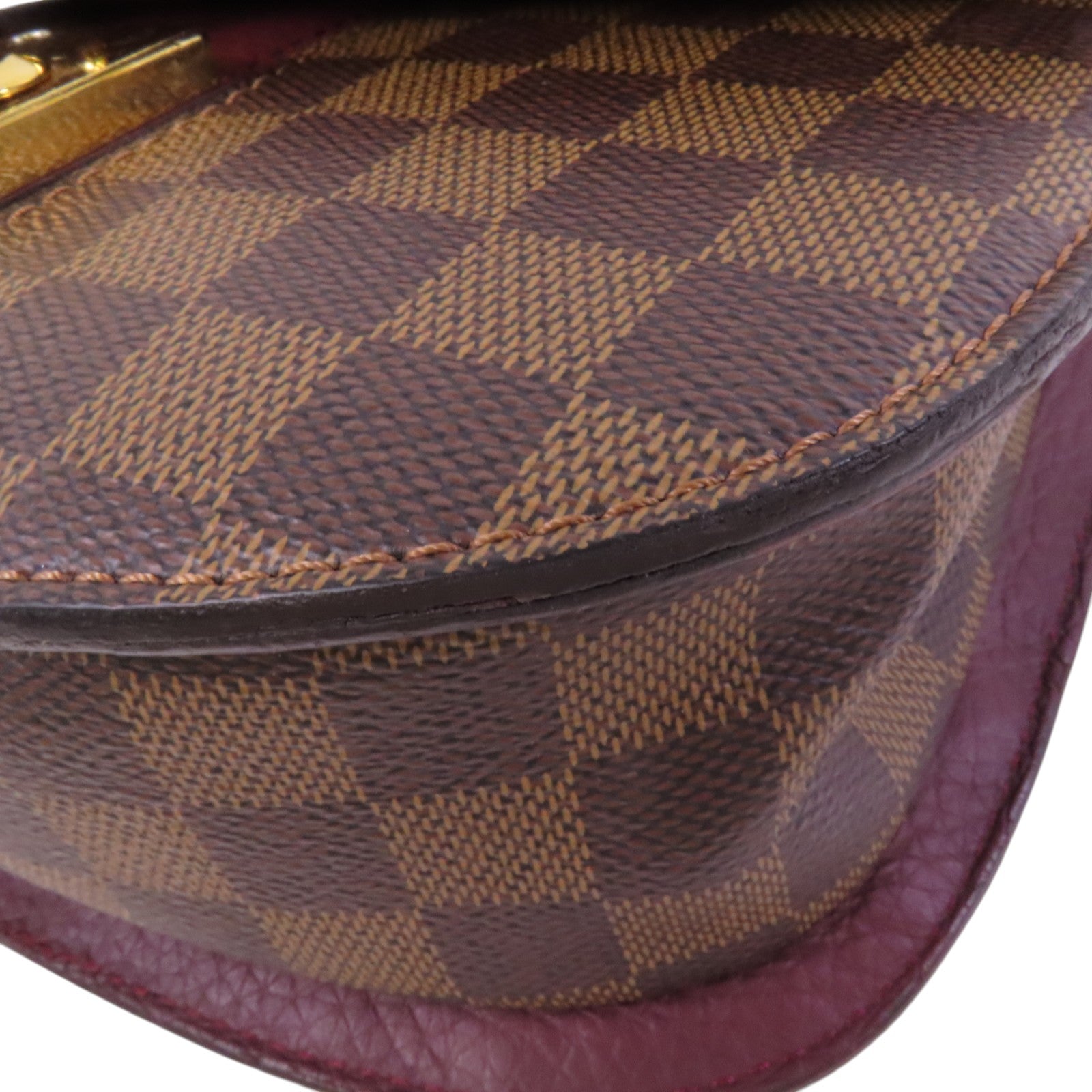 LOUIS VUITTON Damier Ebene Wight金扣鏈帶肩背袋