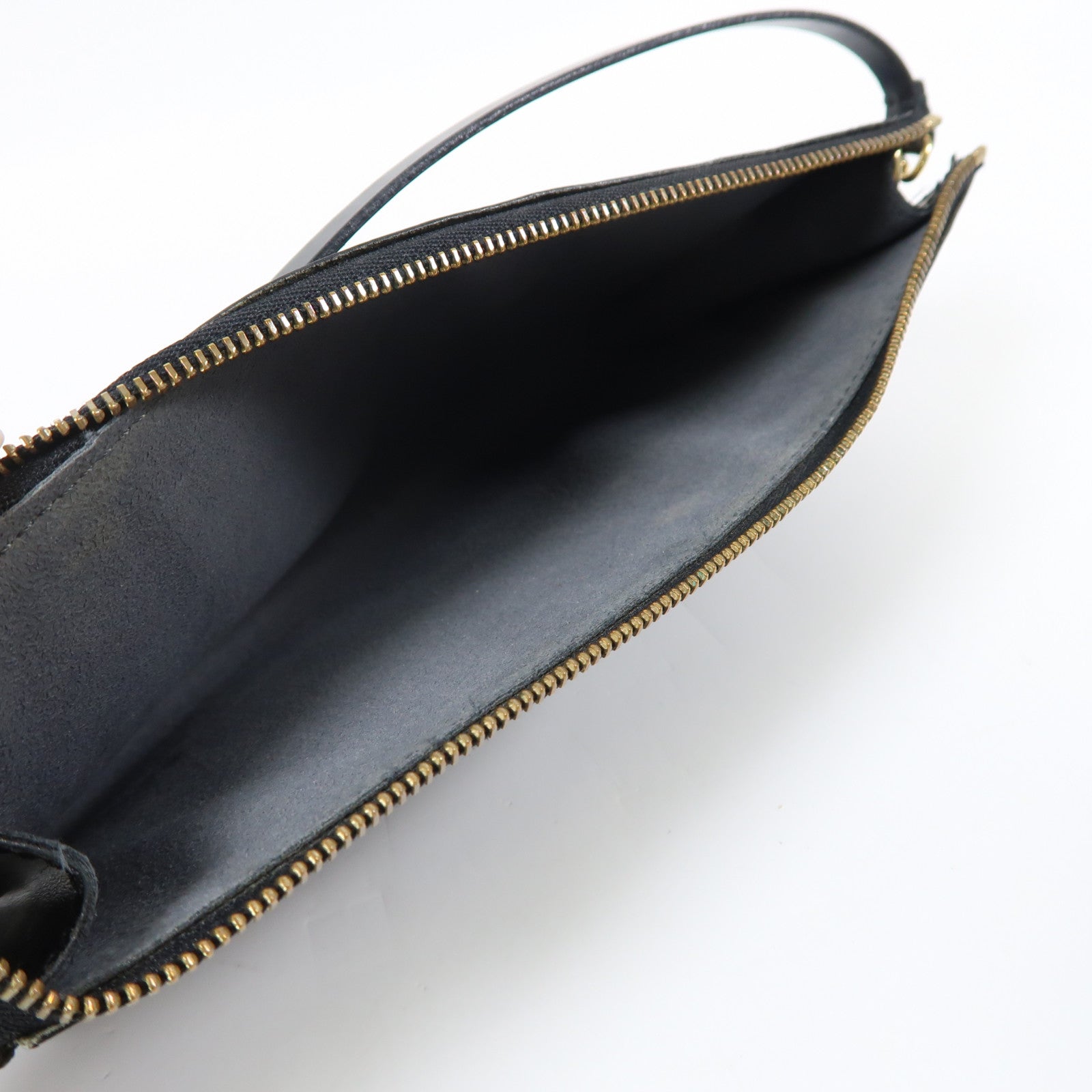 LOUIS VUITTON Epi Pochette Accessories Pouch金扣手挽袋黑色