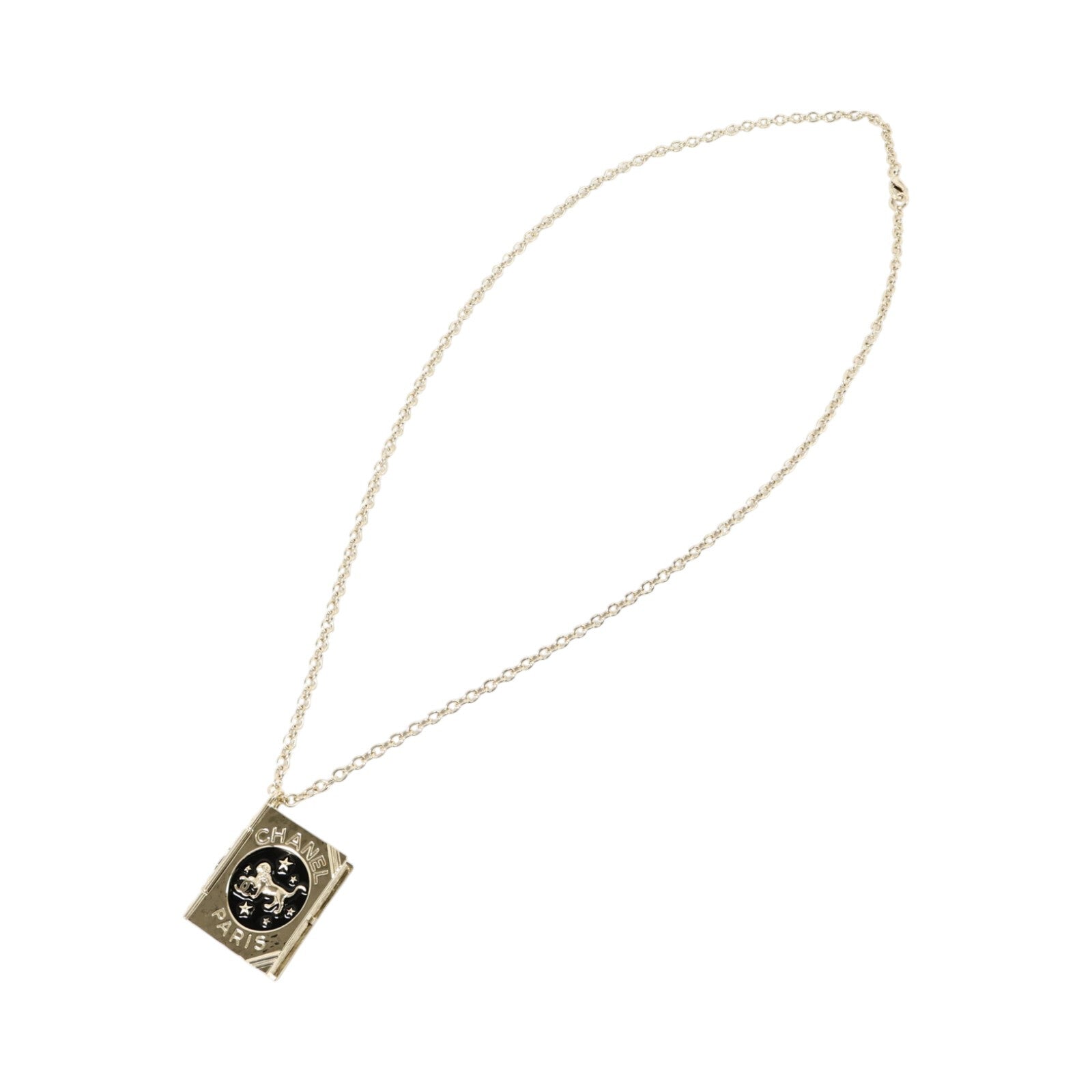 CHANEL 金屬/琺瑯Lion Book Locket項鏈