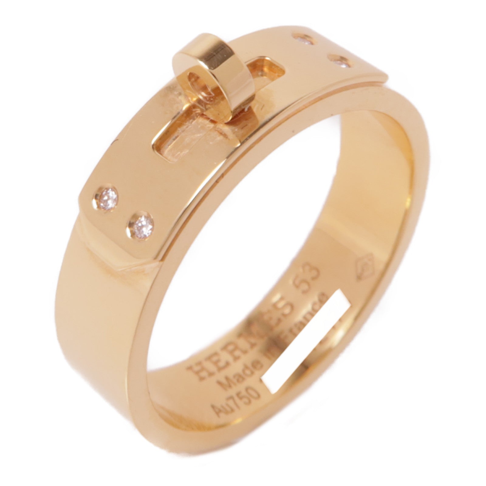 HERMES 18K玫瑰金/鑽石Kelly Diamond Ring戒指Hermes#53/US#6.5