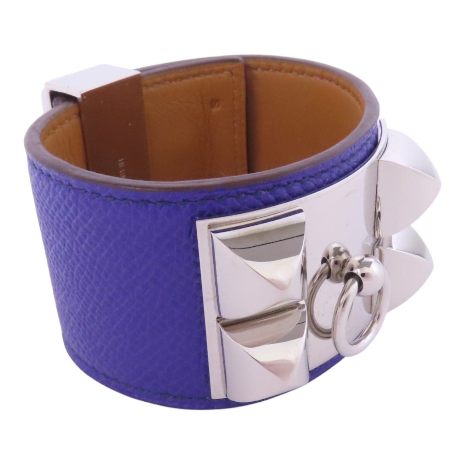 HERMES Clemence皮革Collier de Chien Bracelet銀扣手鐲