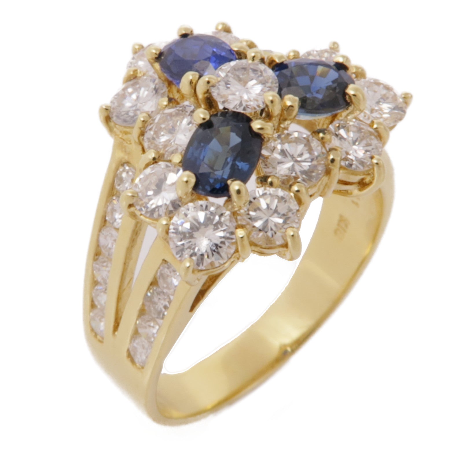 JEWELRY【激減優惠】 18K黃金Diamond Ring藍寶石/鑽石戒指US#6.5