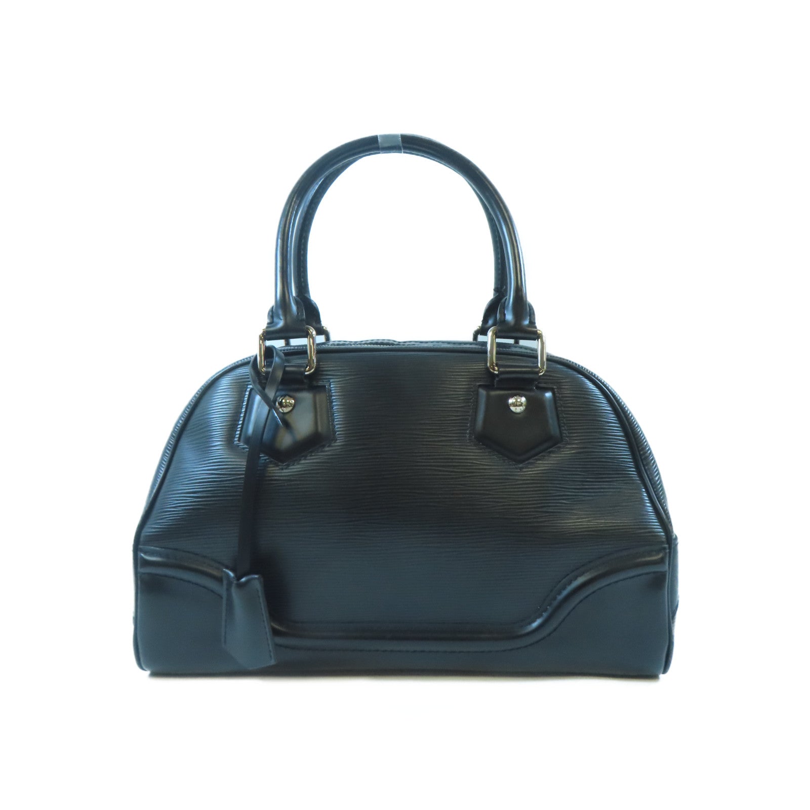 LOUIS VUITTON Epi Bowling Montaigne PM銀扣手挽袋黑色