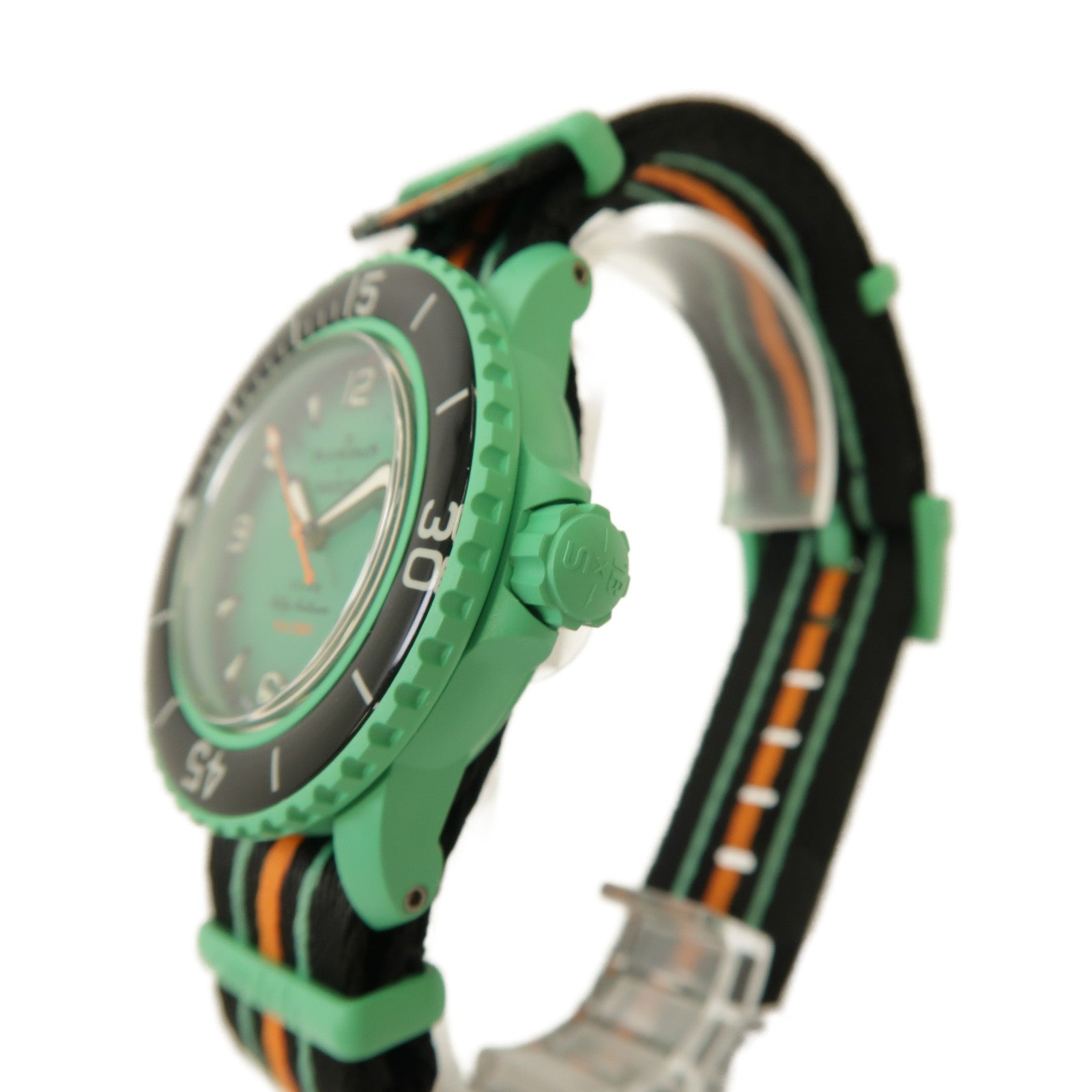 Swatch Scuba Fifty Fathom Indian Ocean 生物陶瓷/織帶手錶自動機芯綠色