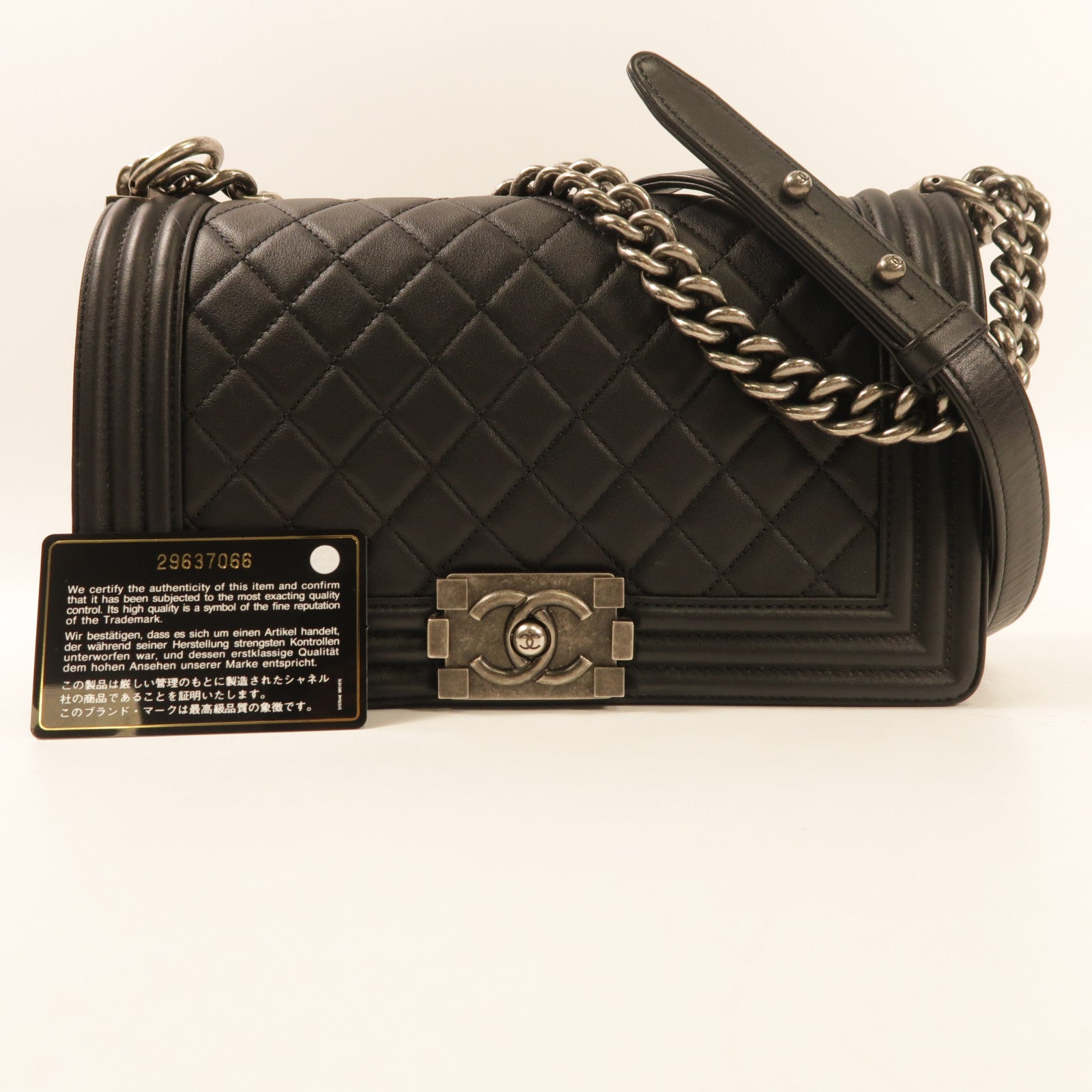 CHANEL 牛皮皮革Boy 25鏈帶肩背袋