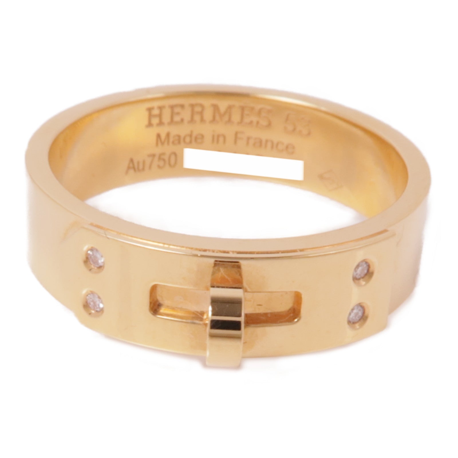 HERMES 18K玫瑰金/鑽石Kelly Diamond Ring戒指Hermes#53/US#6.5