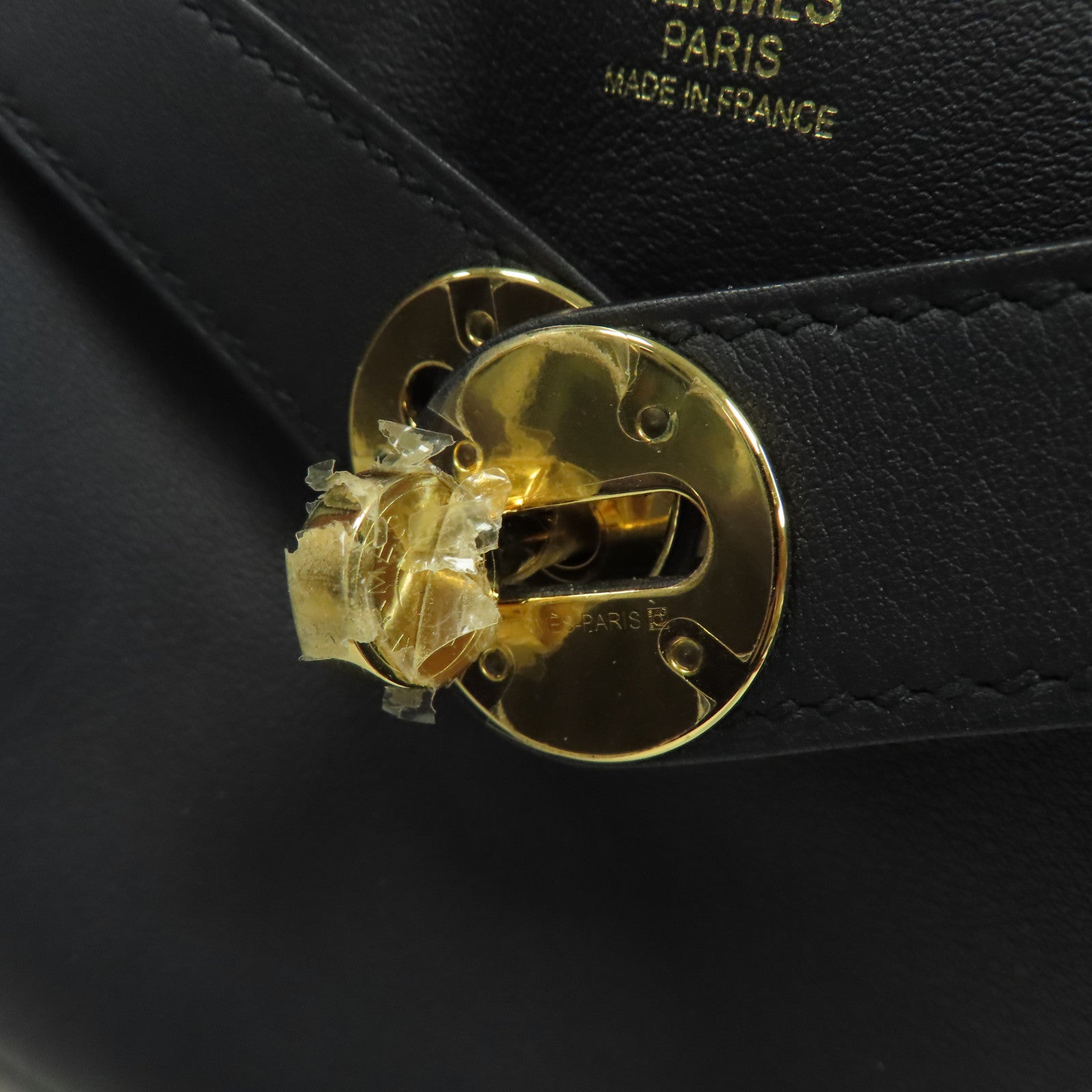 HERMES Swift皮革Lindy 30金扣手挽肩背兩用袋深藍色