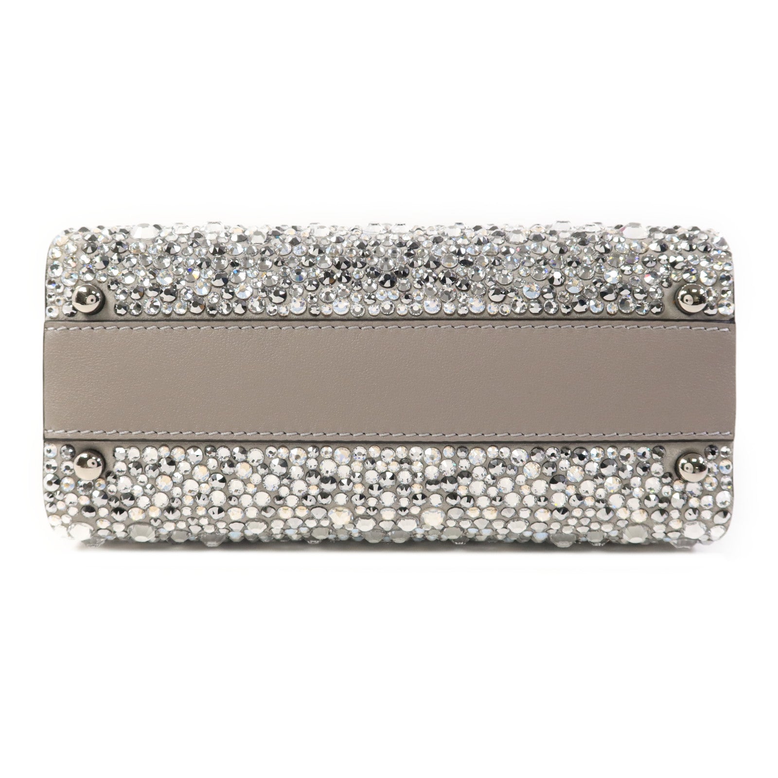 Valentino 牛皮皮革/水晶2 Way Shoulder Bag銀扣手挽肩背兩用袋