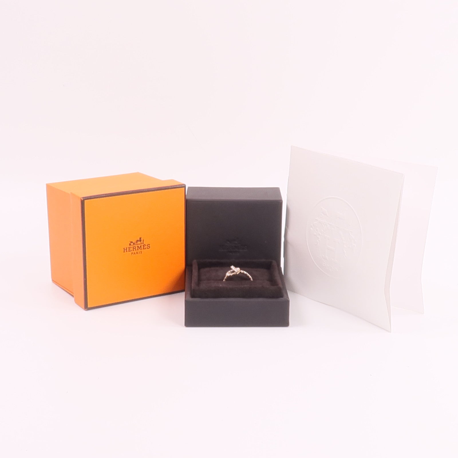 HERMES 18K玫瑰金Finesse Ring鑽石戒指