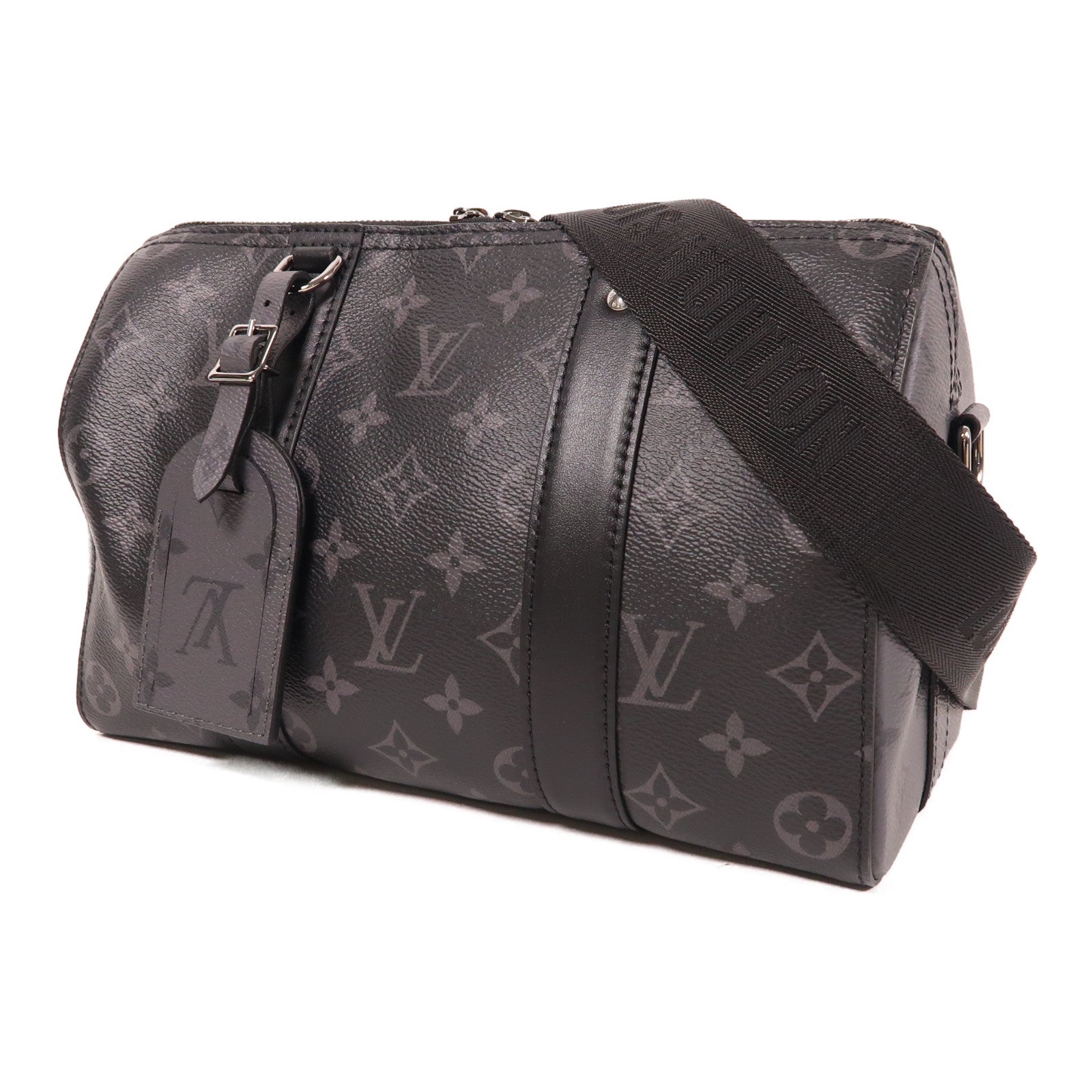 LOUIS VUITTON Monogram Eclipse City Keepall銀扣肩背袋