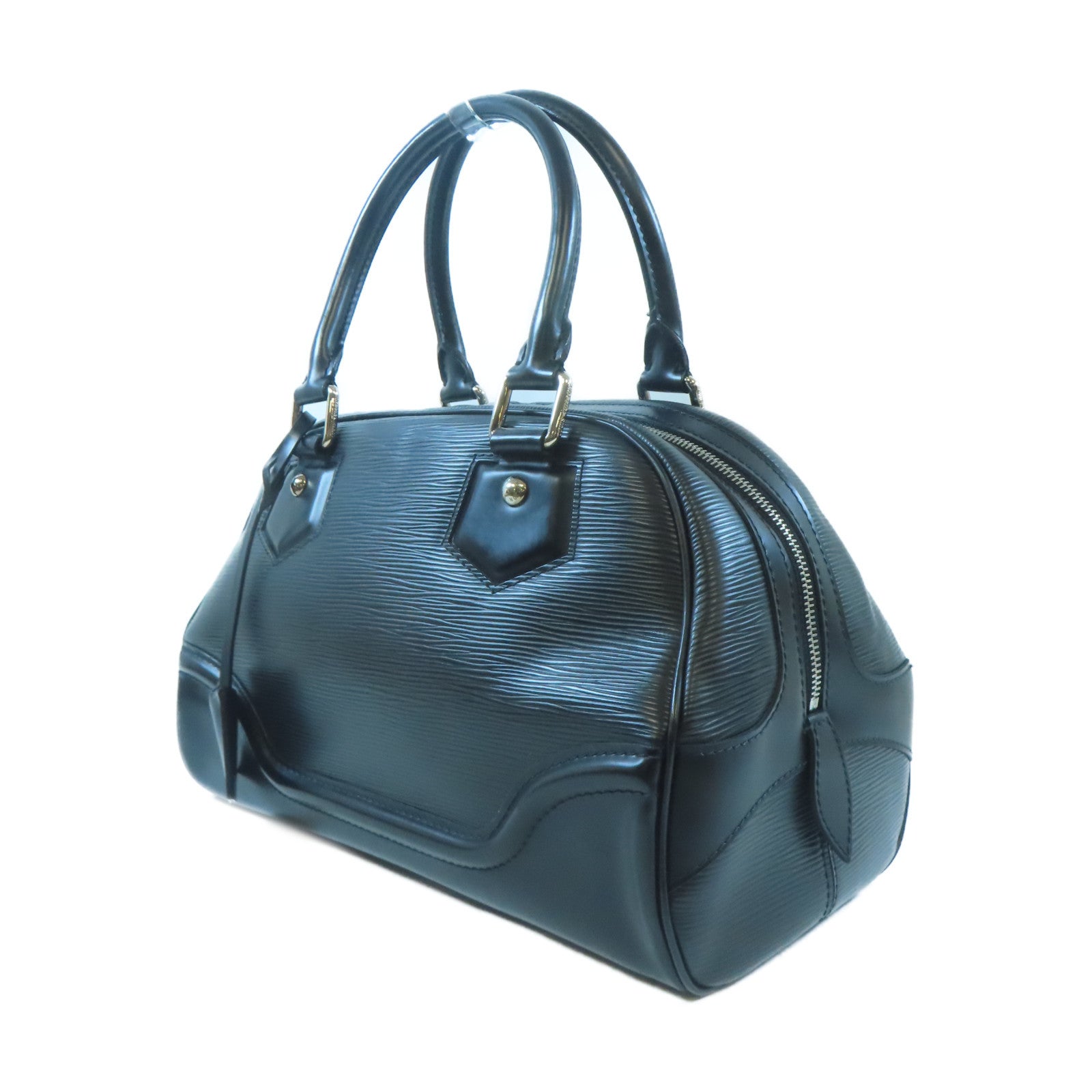 LOUIS VUITTON Epi Bowling Montaigne PM銀扣手挽袋黑色
