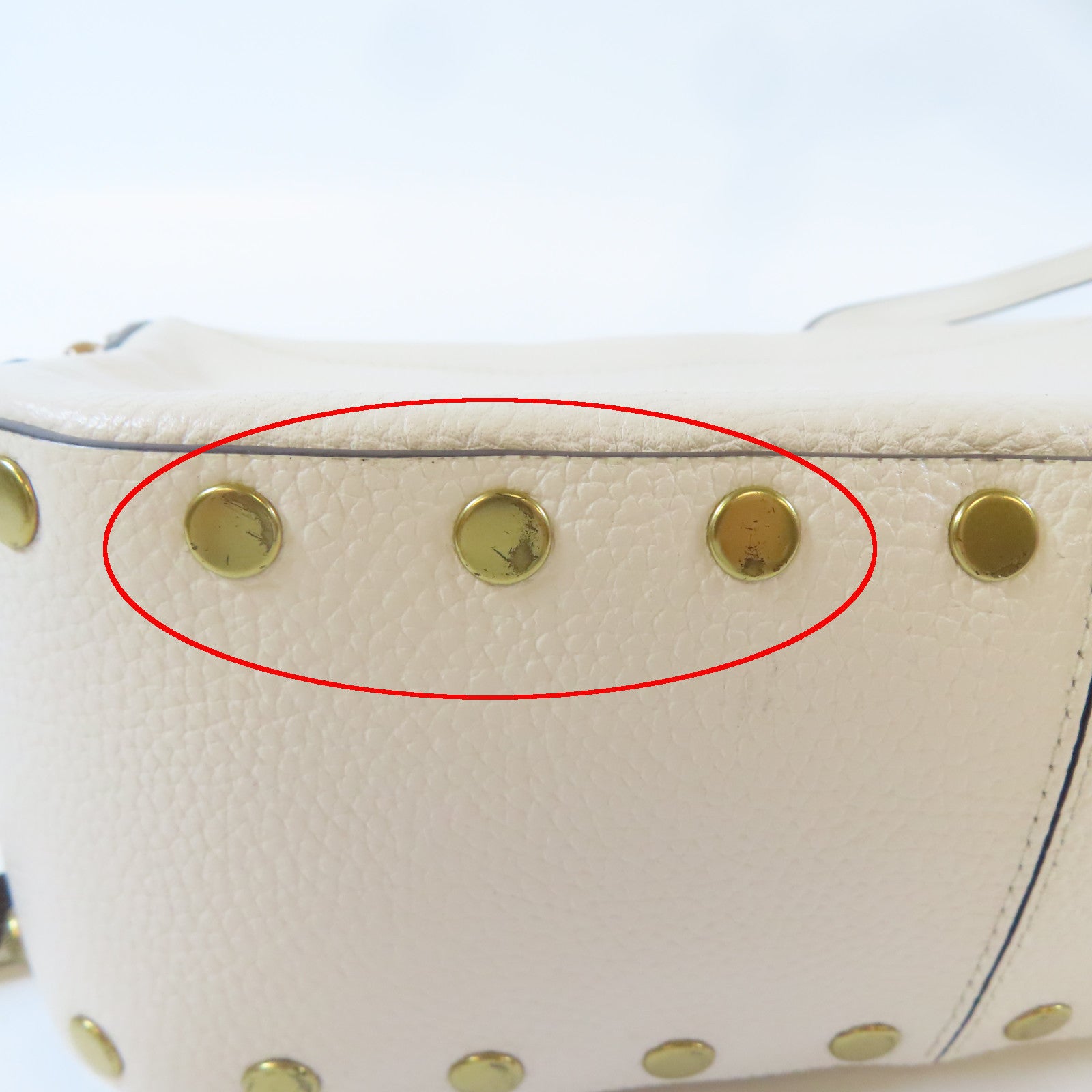 COACH 牛皮皮革Shoulder Bag金扣肩背袋米色