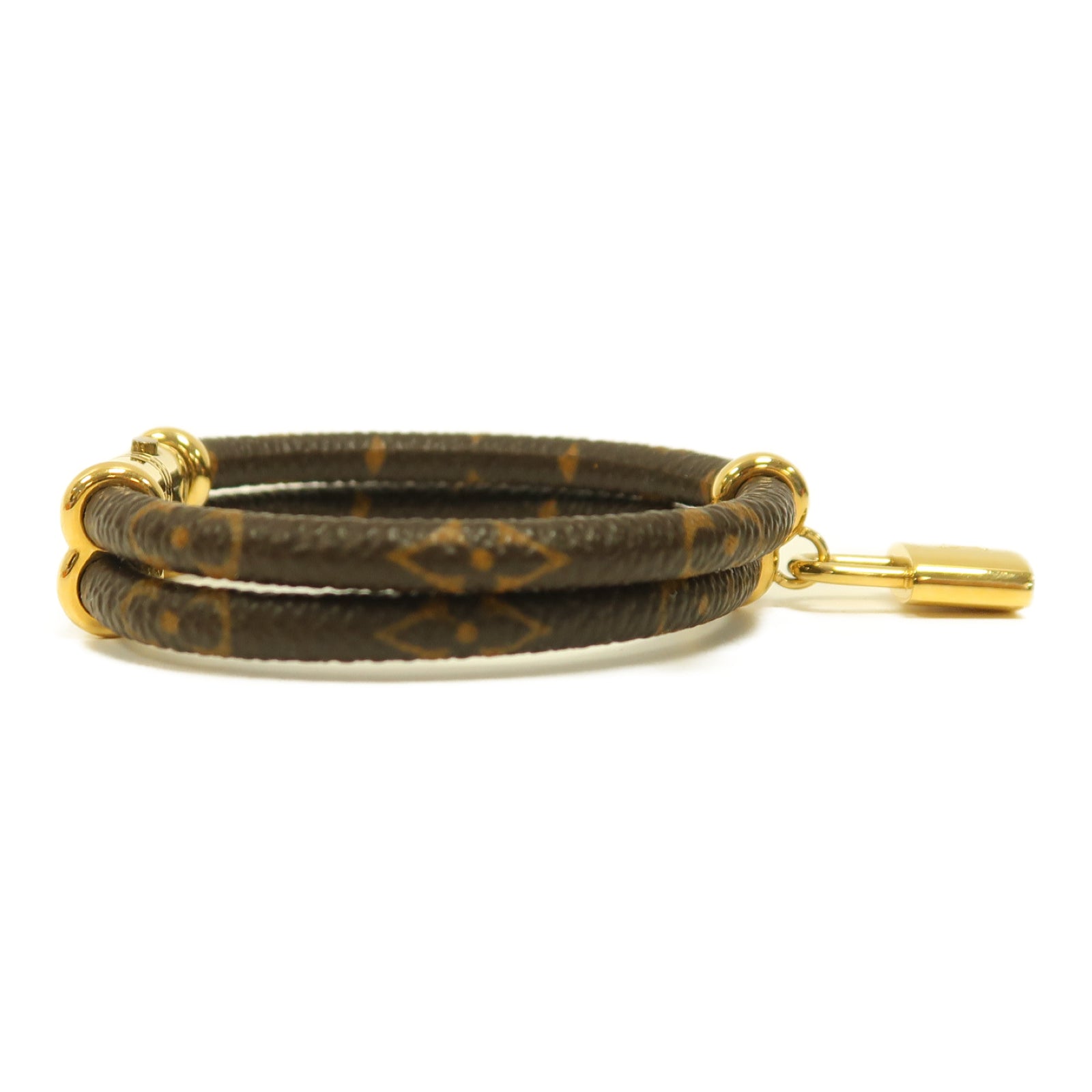 LOUIS VUITTON Monogram/金屬Keep It Time Bangle金扣手鐲啡色