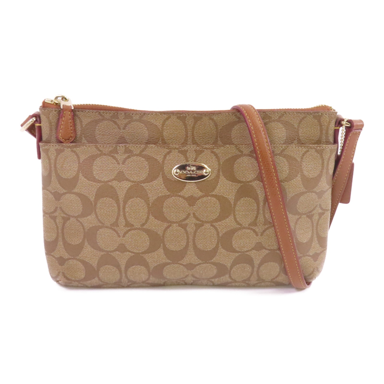 COACH 塗層帆布Shoulder Bag金扣肩背袋