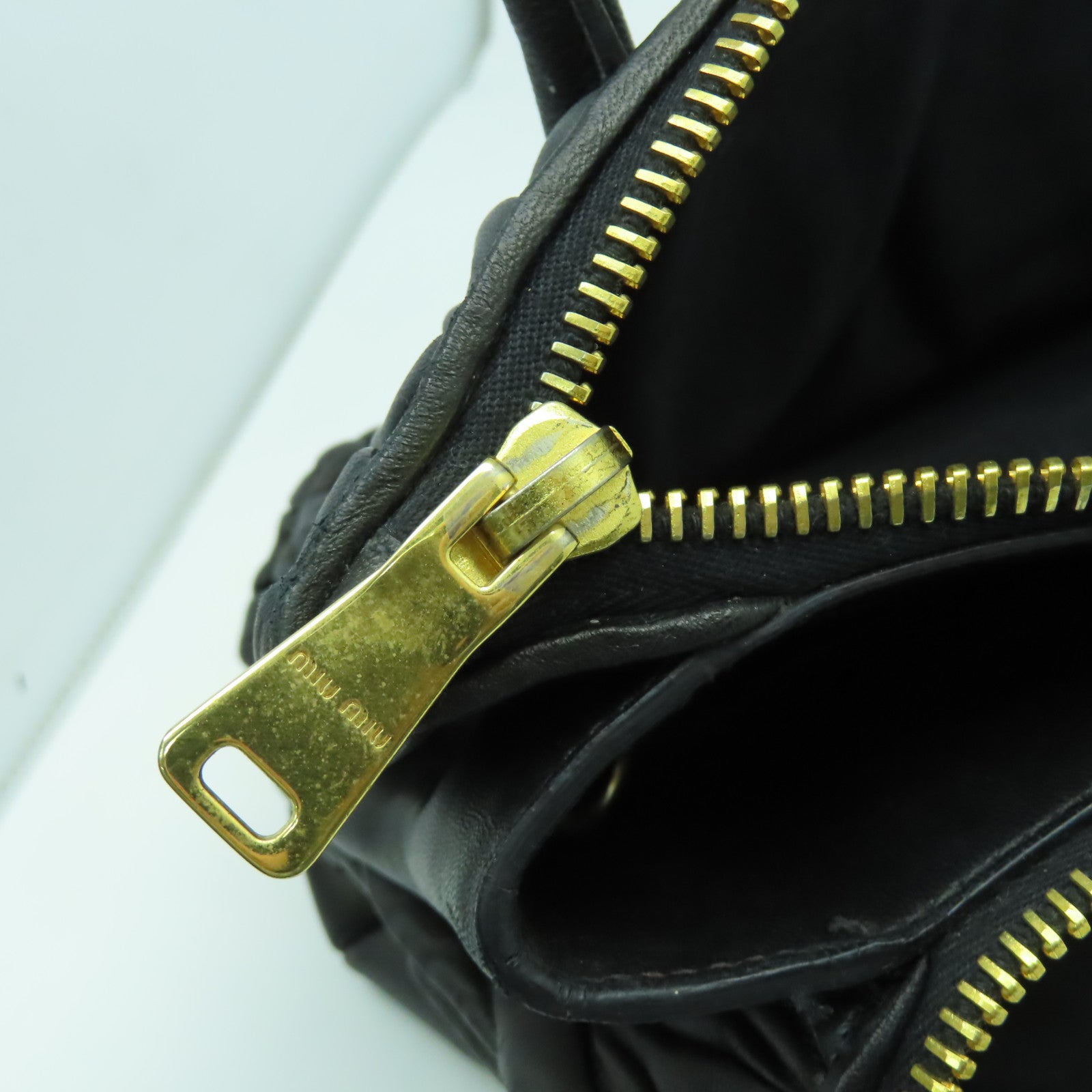 Miu Miu 羊皮皮革2 Way Shoulder Bag金扣手挽肩背兩用袋黑色