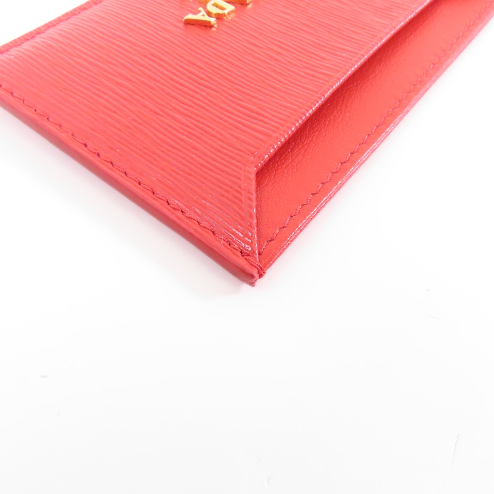 PRADA 牛皮皮革Card Case金扣卡片套紅色