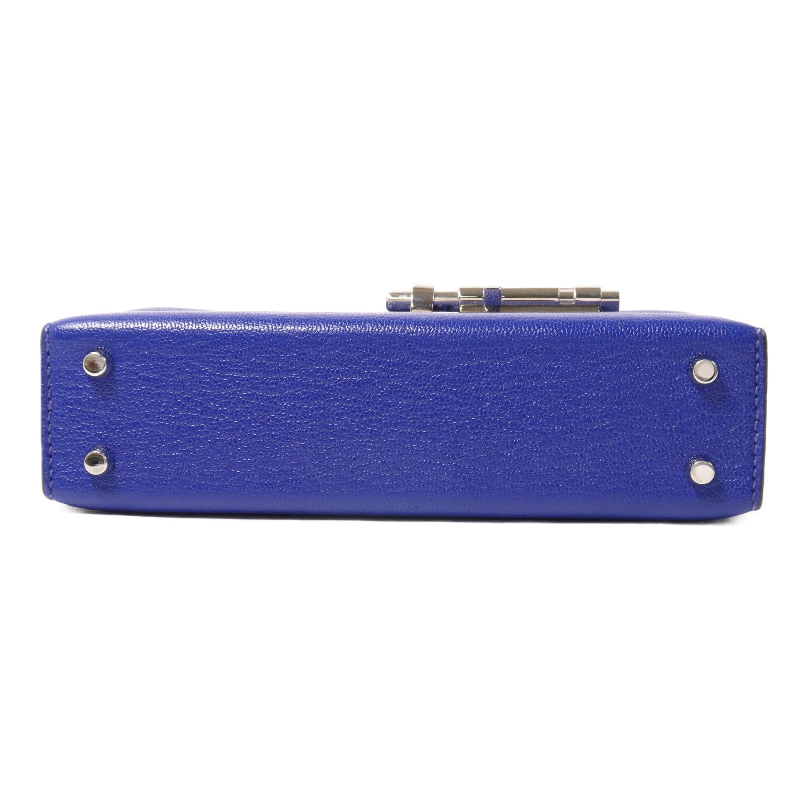 HERMES Chevre皮革Verron Mini鏈帶肩背袋Bleu Electrique