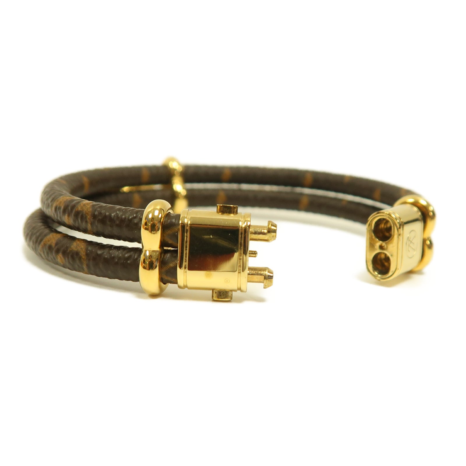 LOUIS VUITTON Monogram/金屬Keep It Time Bangle金扣手鐲啡色