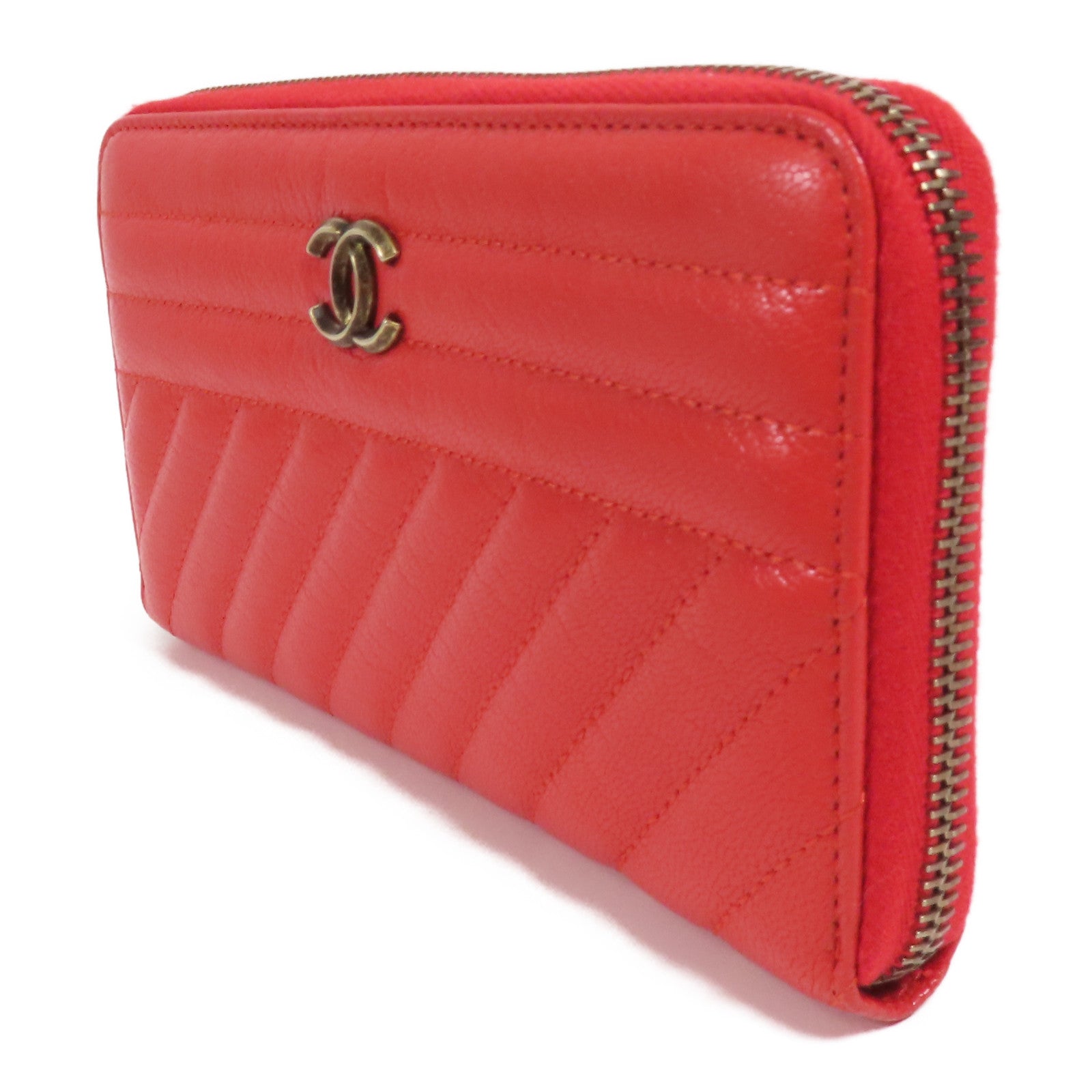 CHANEL 牛皮皮革Long Wallet金扣長錢包