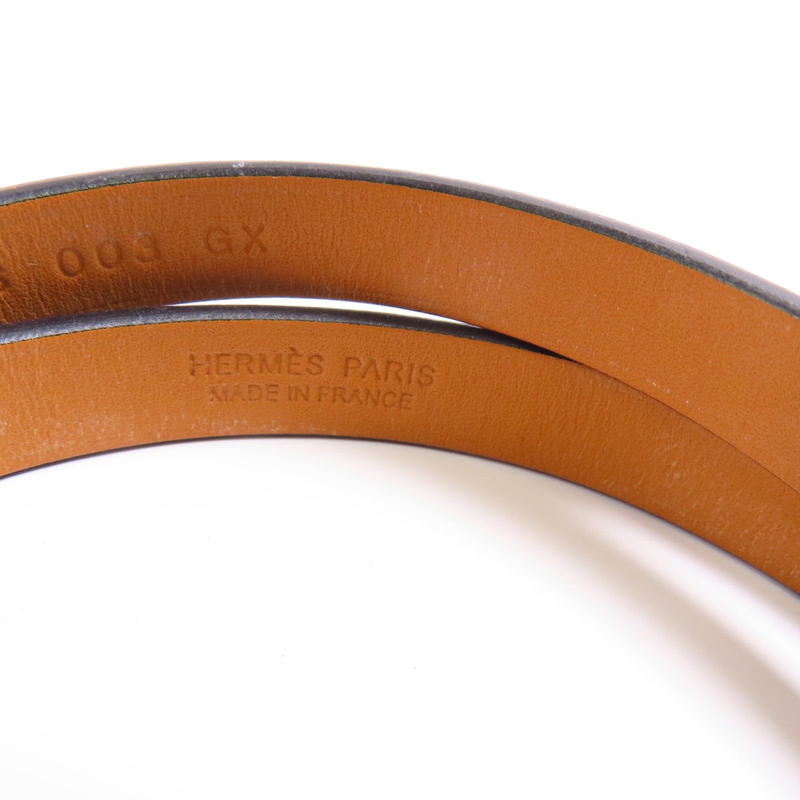 HERMES GHW Mini Kelly Double Tour Bracelet Calfskin Leather Black Noir