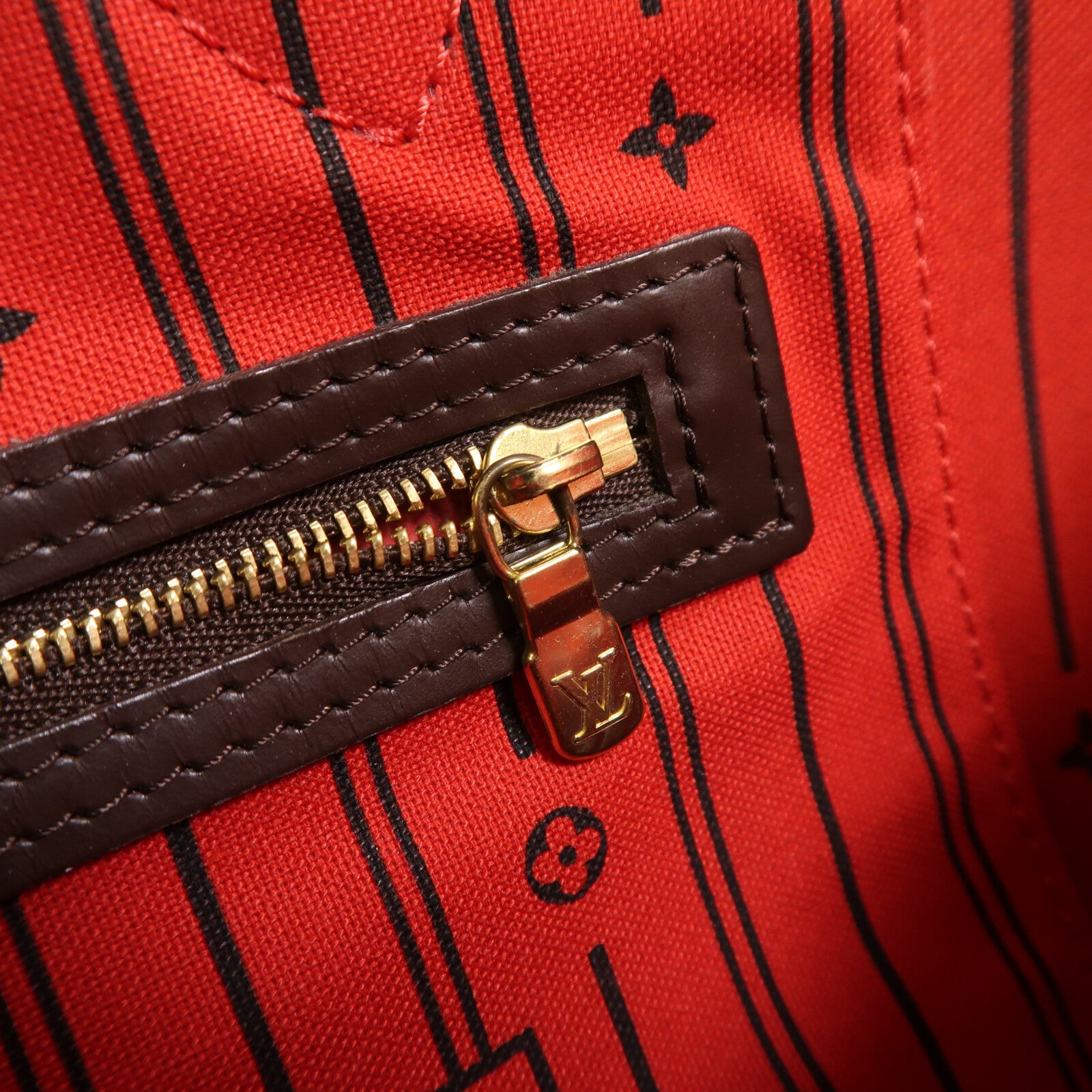 LOUIS VUITTON Damier Neverfull MM金扣肩背袋/手挽袋