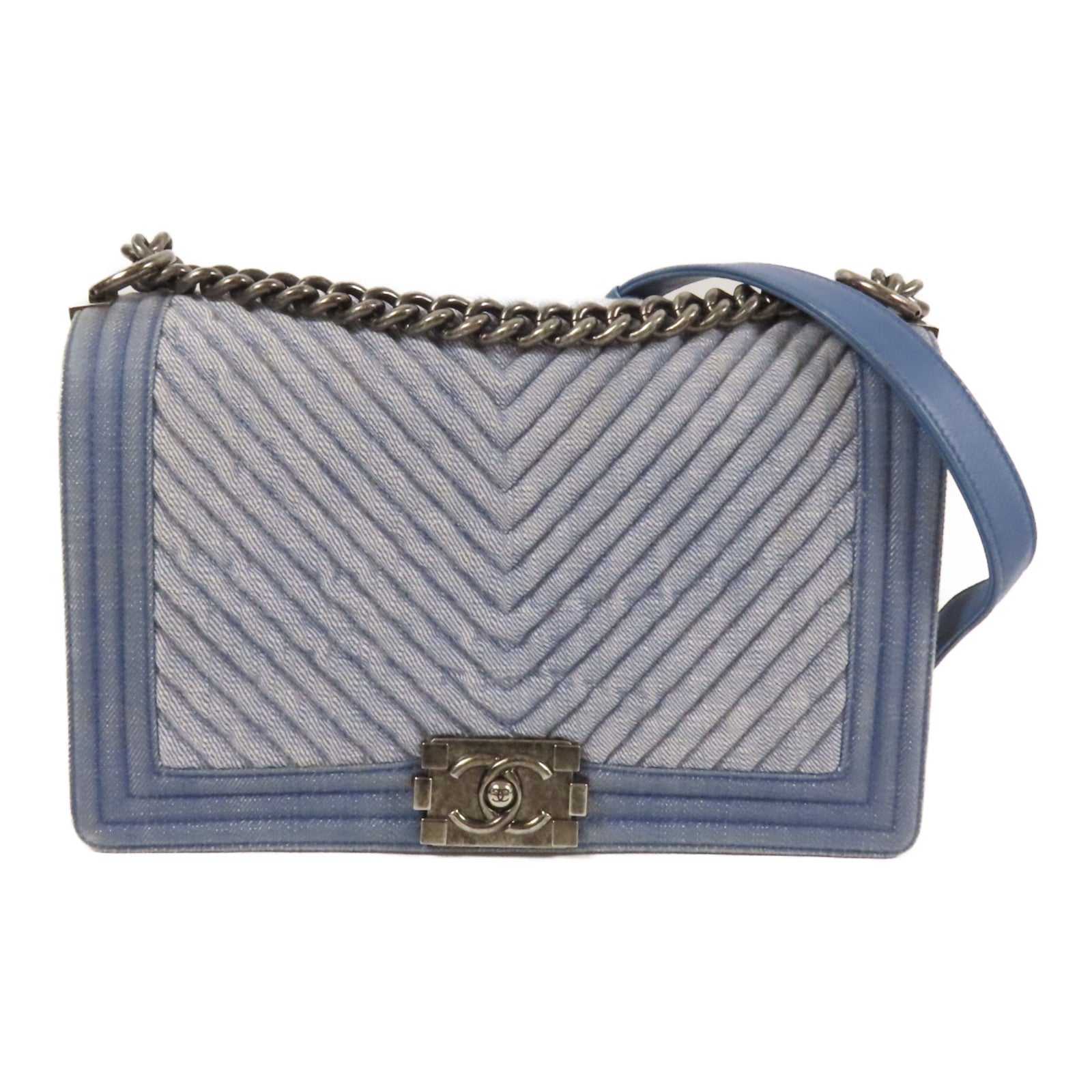 CHANEL Denim Boy 28鏈帶肩背袋
