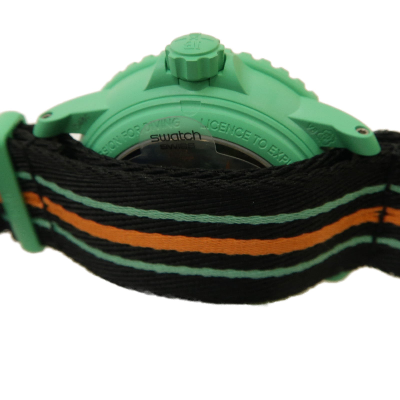 Swatch Scuba Fifty Fathom Indian Ocean 生物陶瓷/織帶手錶自動機芯綠色