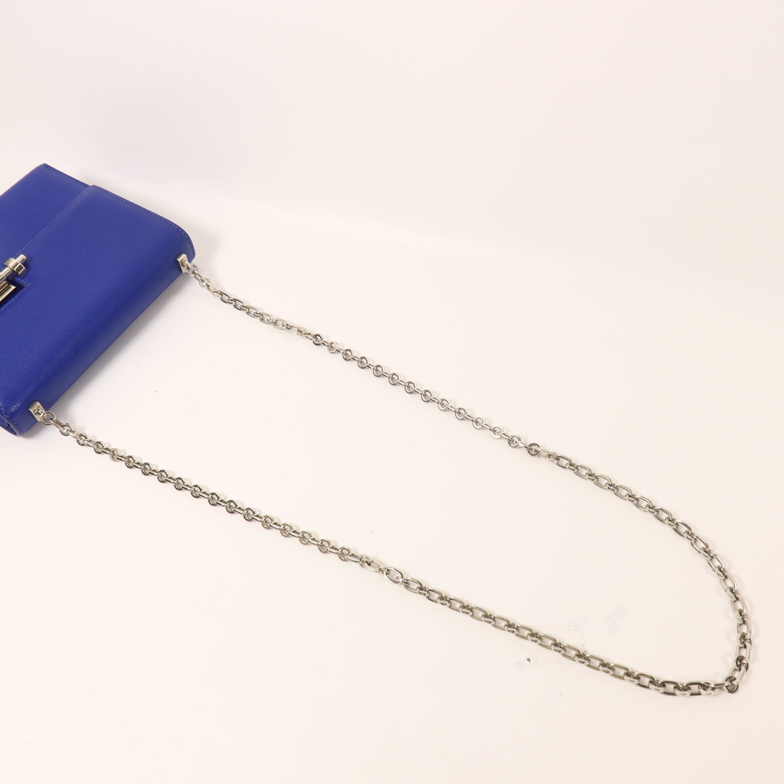 HERMES Chevre皮革Verron Mini鏈帶肩背袋Bleu Electrique
