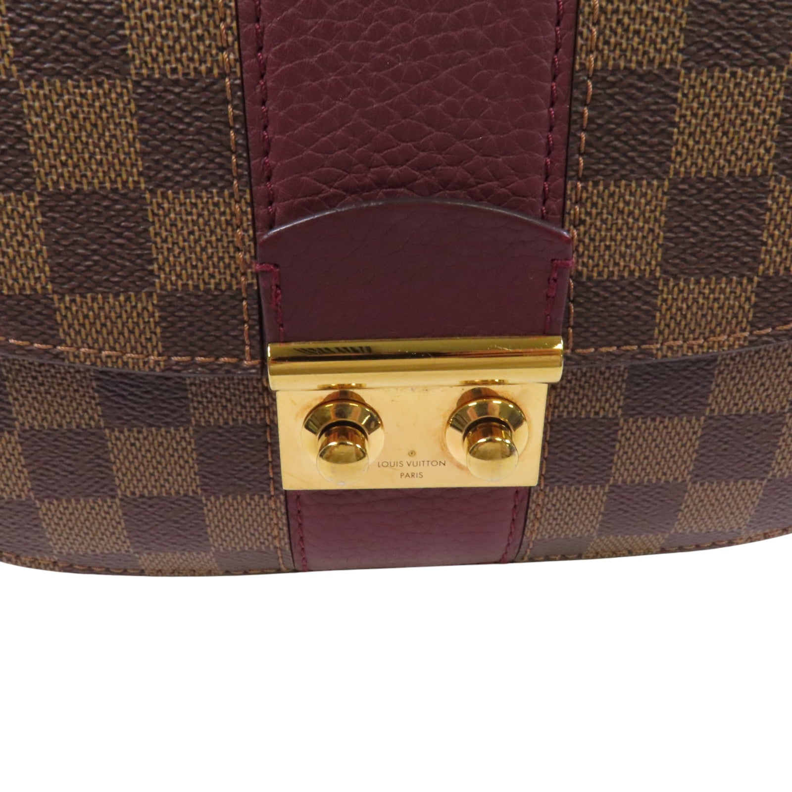 LOUIS VUITTON 【激減優惠】Damier Ebene Wight金扣鏈帶肩背袋