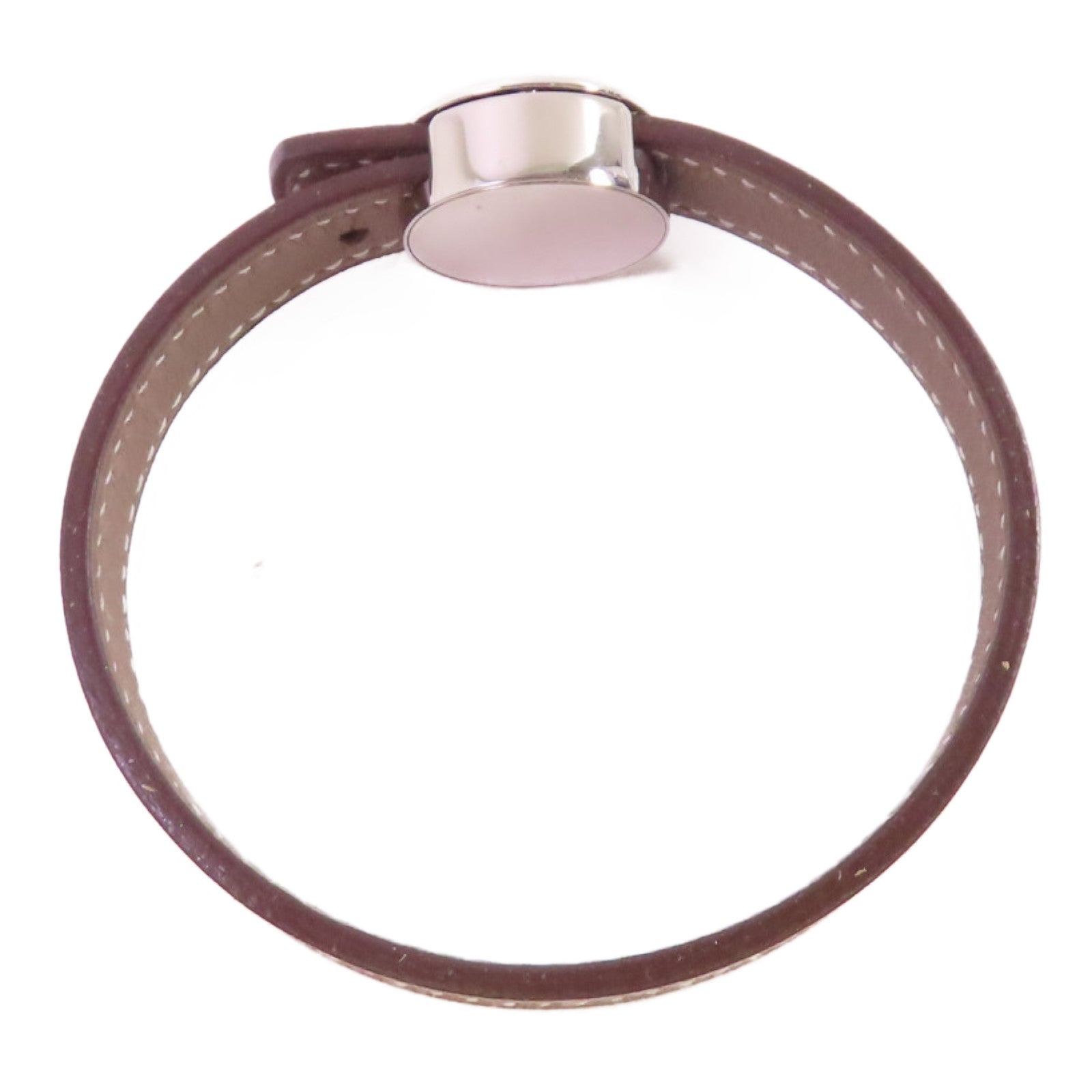 HERMES Swift皮革/金屬Looping Bracelet銀扣手鏈Etoupe大象灰色/Chocolate朱古力色