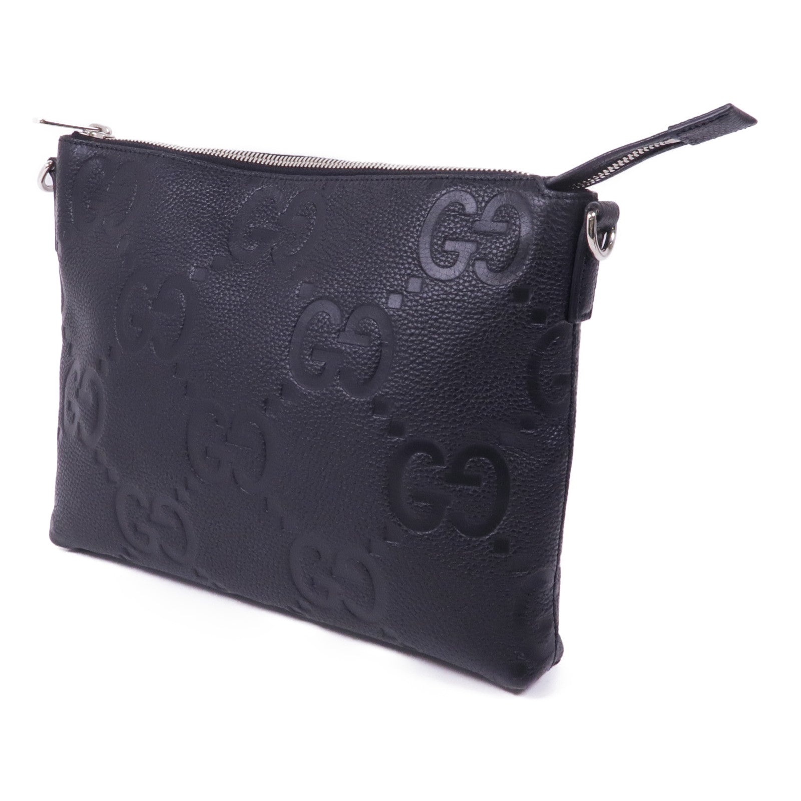 GUCCI 牛皮皮革Jumbo GG銀扣手挽肩背兩用袋