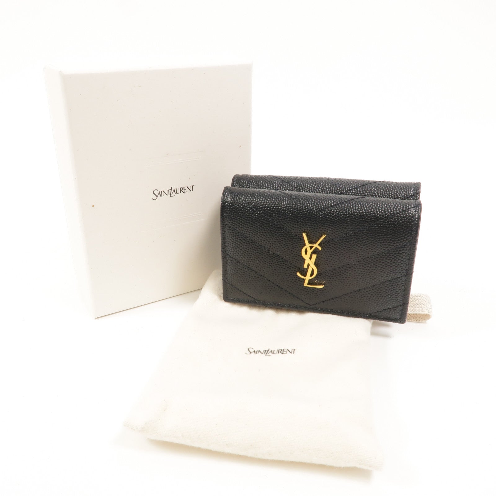 SAINT LAURENT 牛皮皮革Cassandre Matelasse Origami Tiny Wallet錢包
