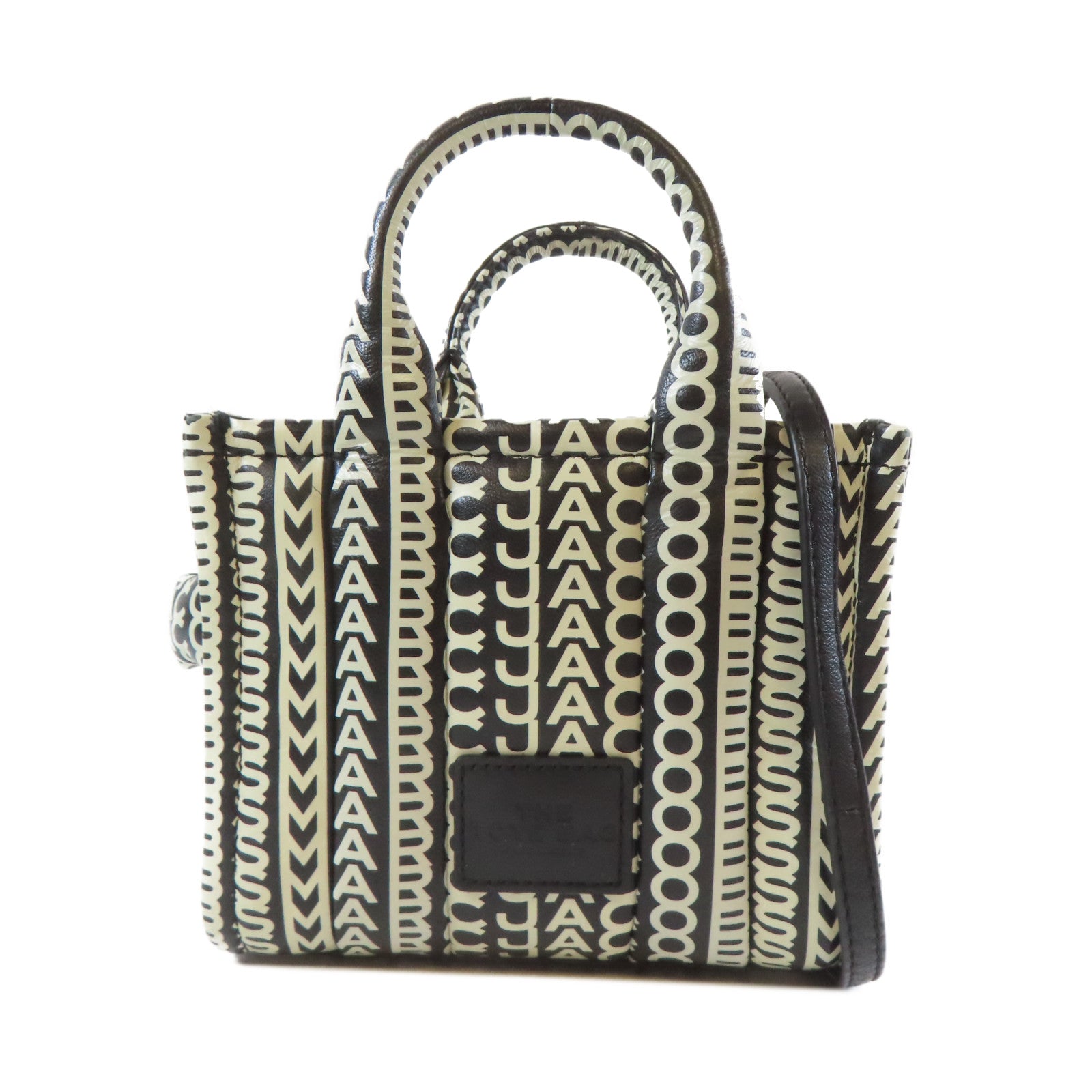 MARC BY MARC JACOBS 皮革2 Way Shoulder銀扣手挽肩背兩用袋黑白色