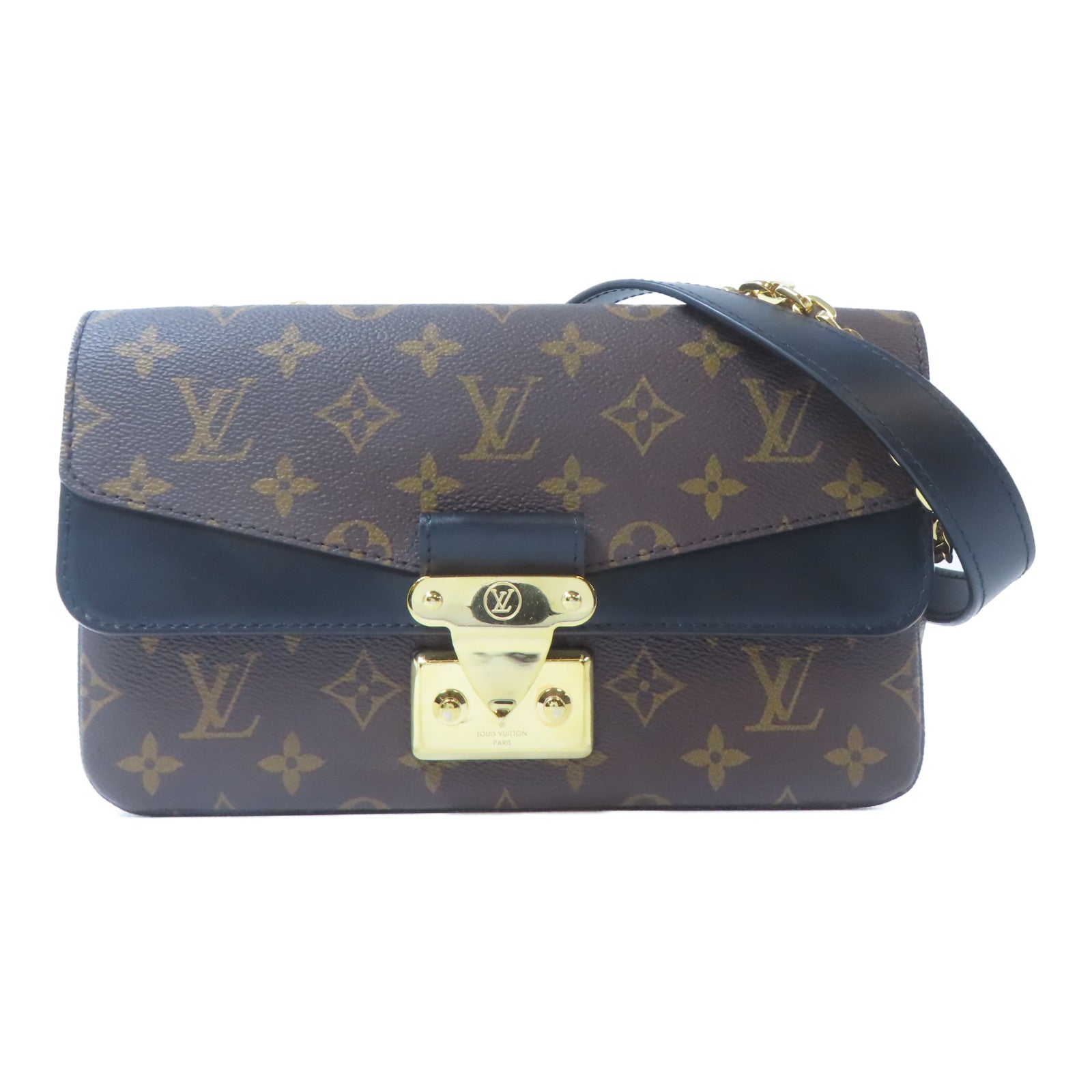 LOUIS VUITTON Monogram Marceau Shoulder Bag金扣鏈帶肩背袋啡色